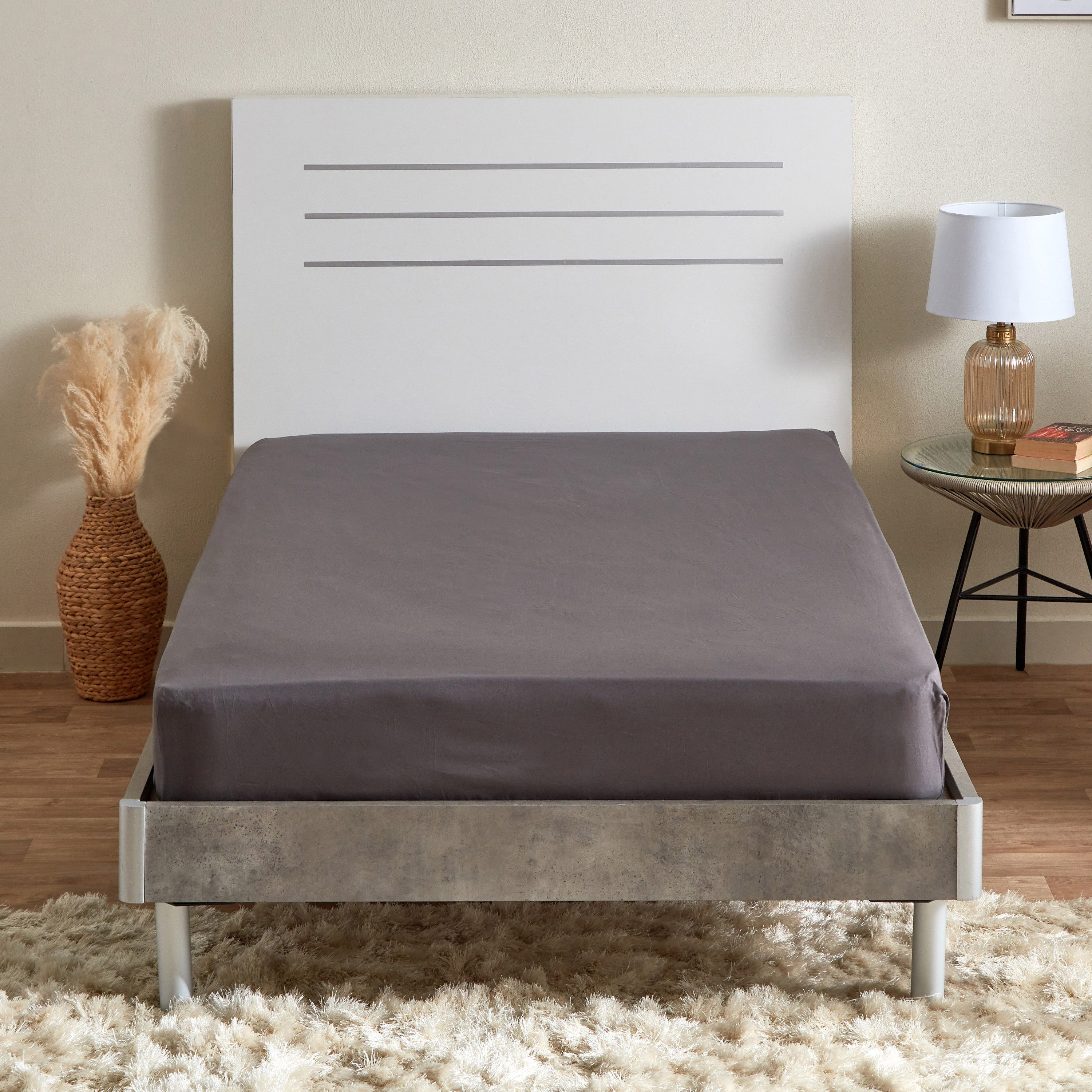 شرشف مطاطي فردي قطن سادة من زينيث - 90x200+25 سم-hbxhomeware-hbxbedroom-image-2
