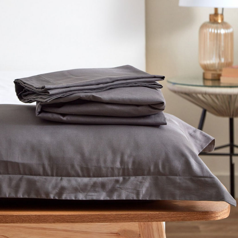 Zenith Solid Cotton Single Fitted Sheet - 90x200+25 cm-Sheets and Pillow Covers-image-7