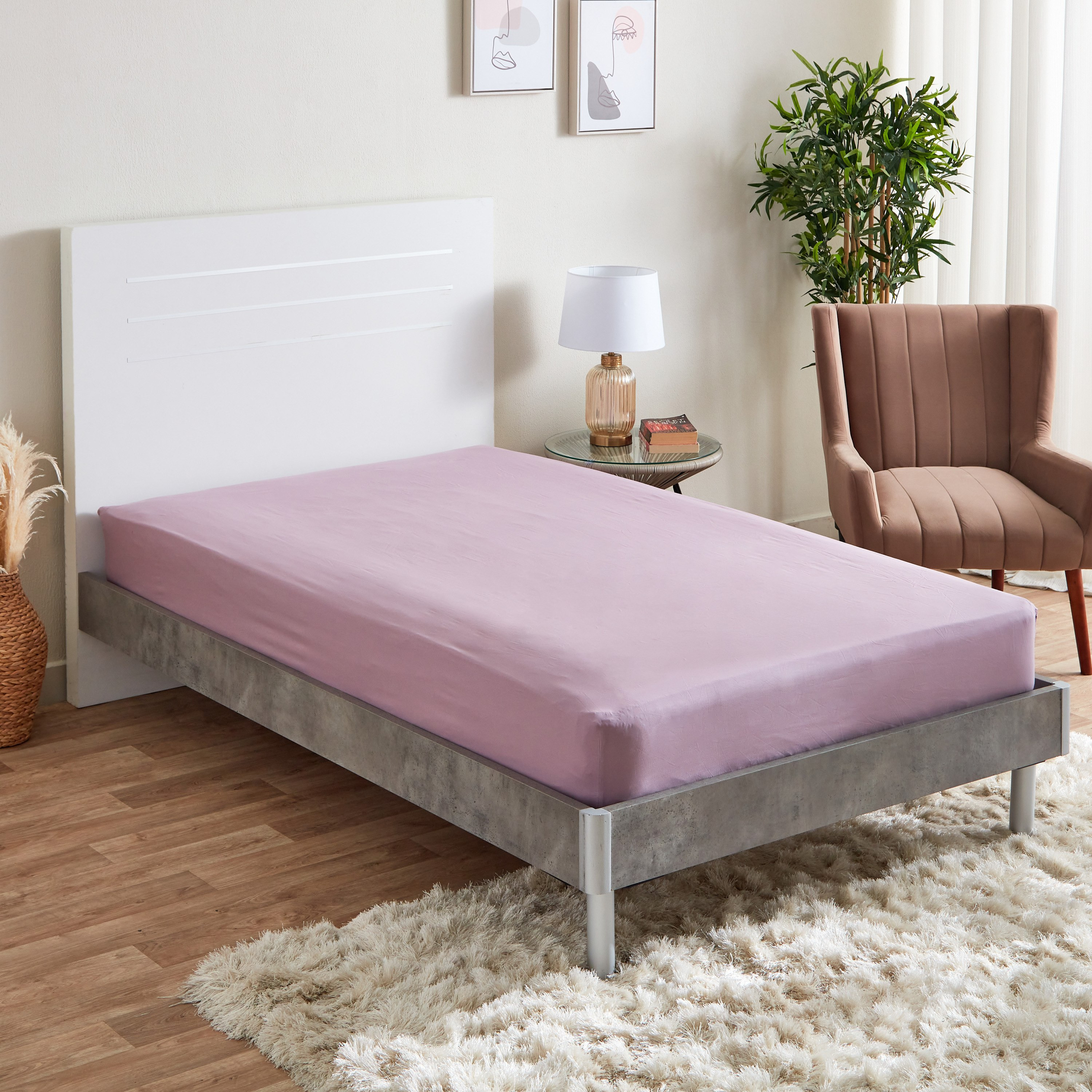شرشف مطاطي فردي قطن سادة من زينيث - 90x200+25 سم-hbxhomeware-hbxbedroom-image-1