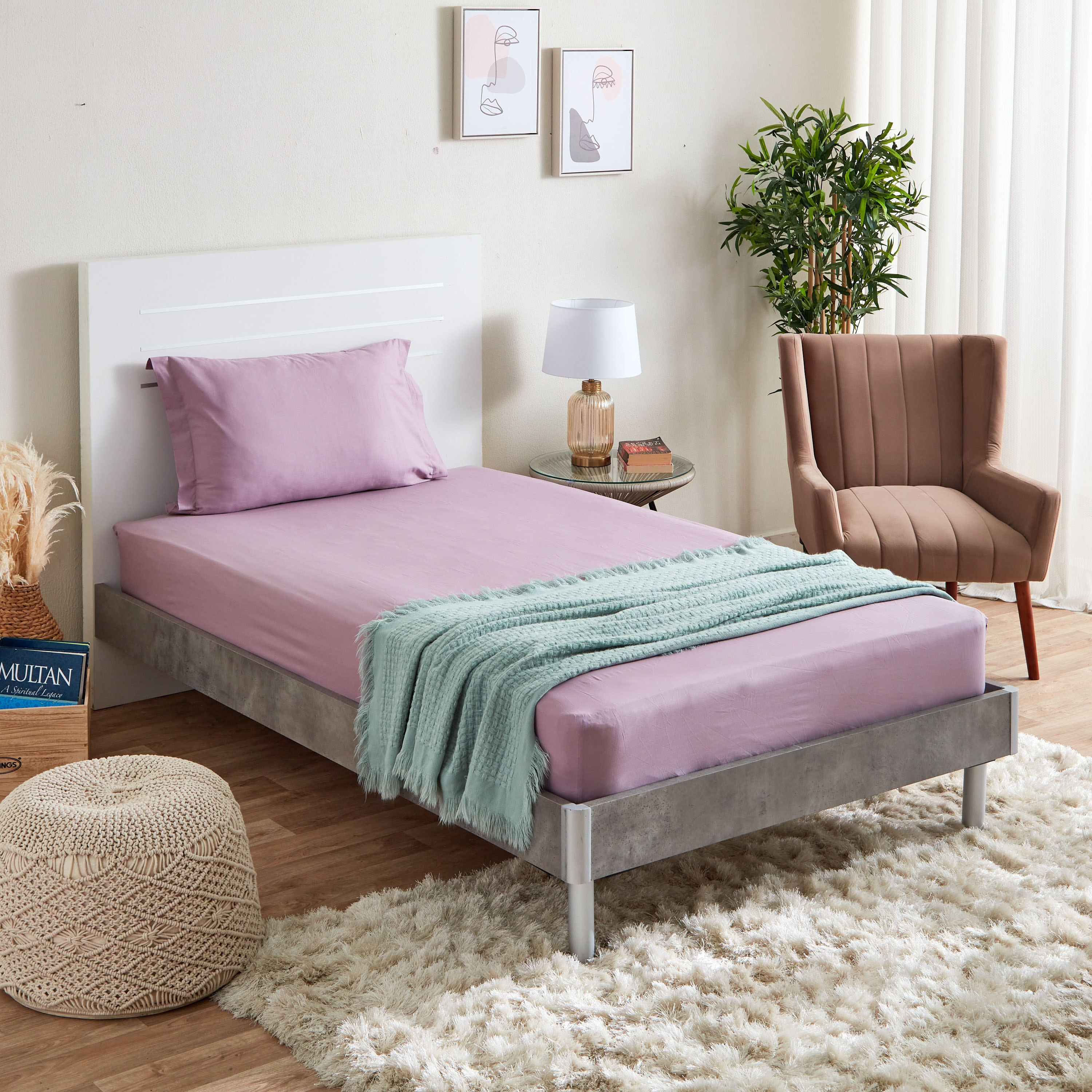 شرشف مطاطي مزدوج قطن سادة من زينيث - 120x200+33 سم-hbxhomeware-hbxbedroom-image-6