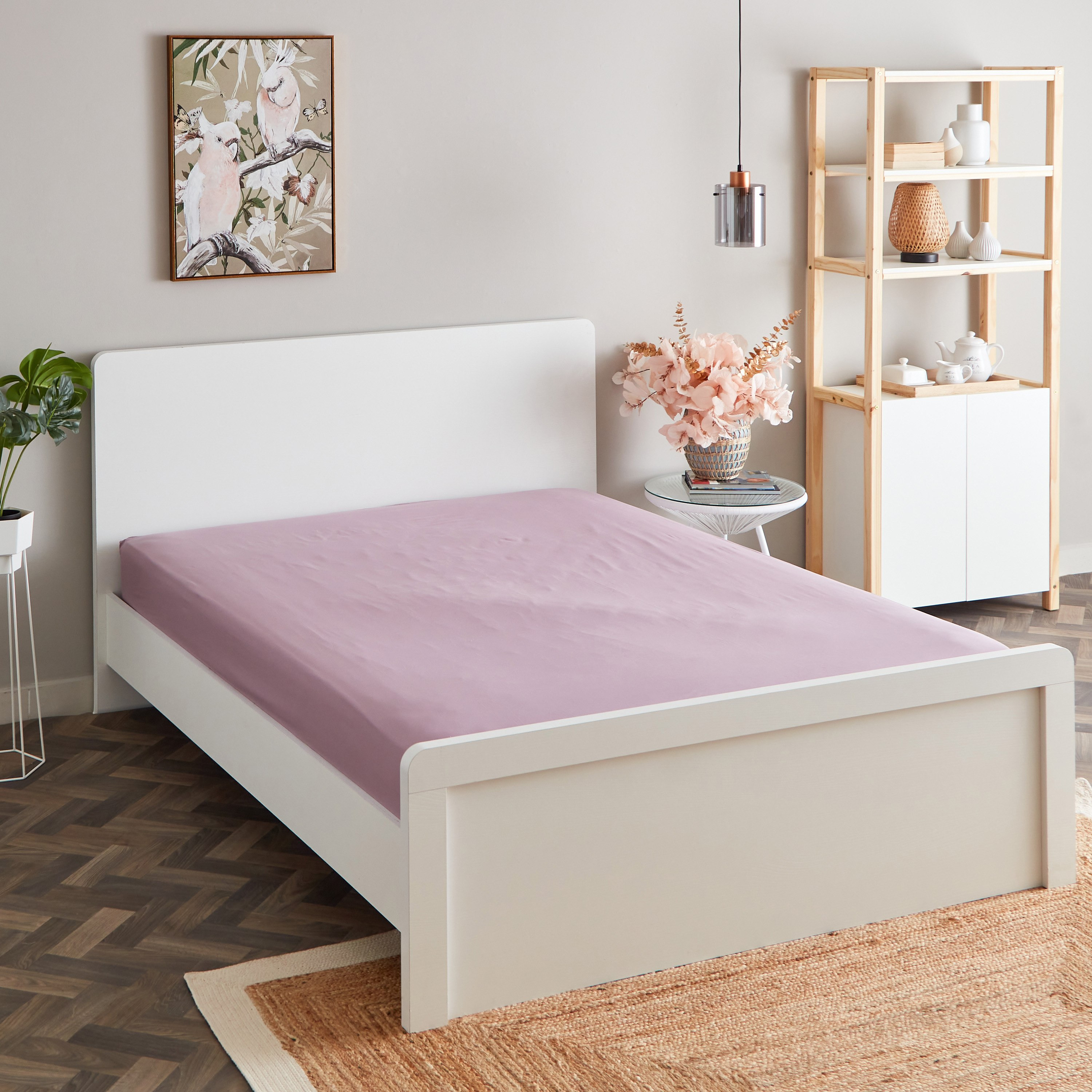 شرشف مطاطي كوين قطن سادة من زينيث - 150x200+33 سم-hbxhomeware-hbxbedroom-image-1