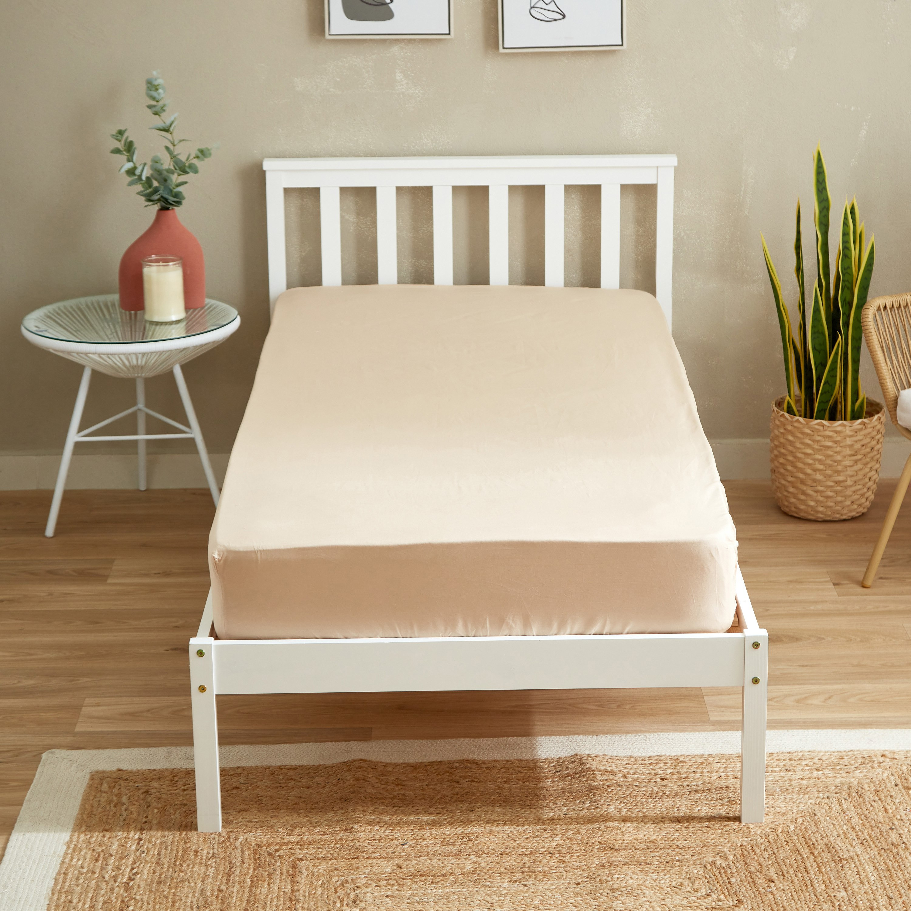 شرشف مطاطي فردي قطن سادة من زينيث - 90x200+25 سم-hbxhomeware-hbxbedroom-image-2