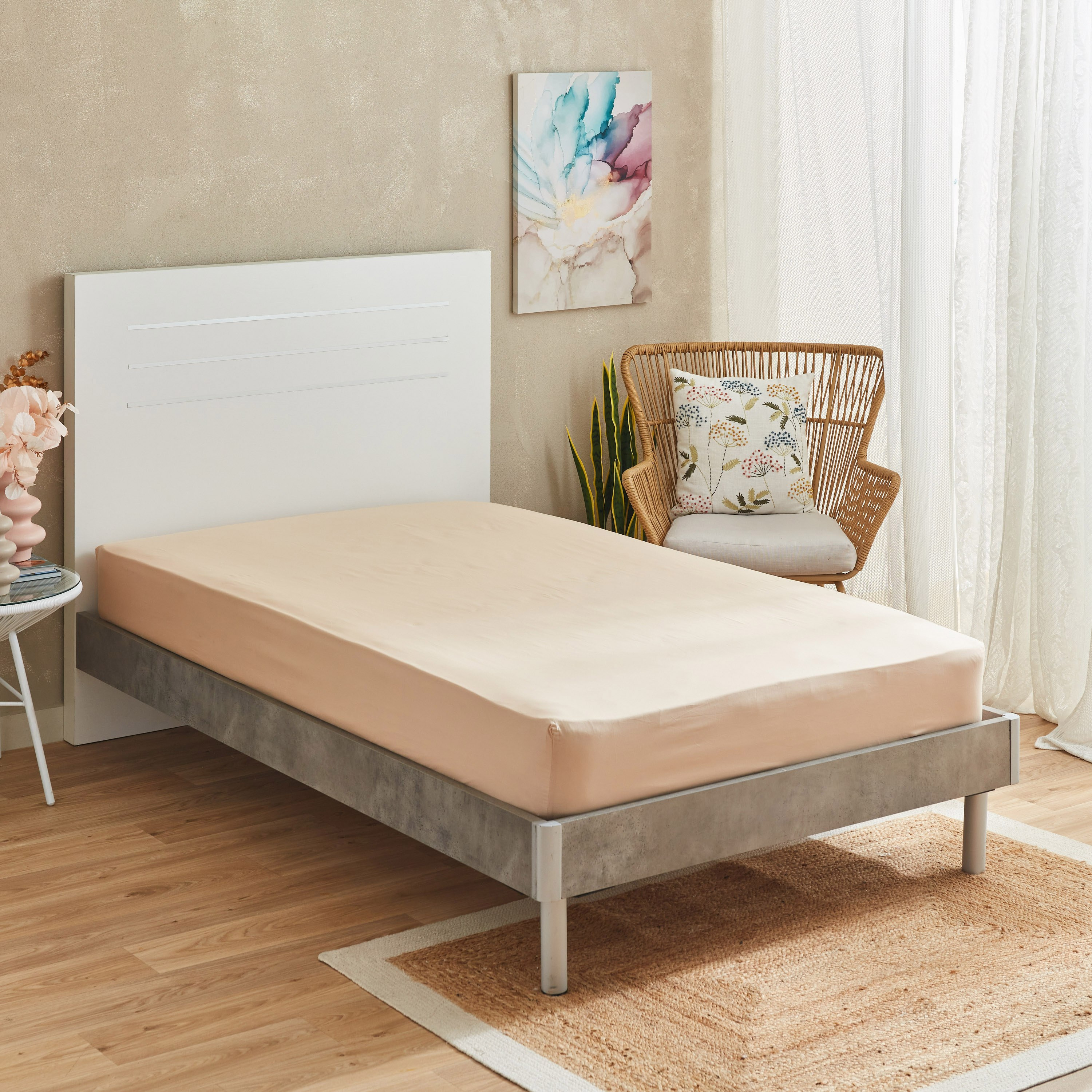 Zenith Solid Cotton Twin Fitted Sheet - 120x200+33 cm-hbxhomeware-hbxbedroom-image-1