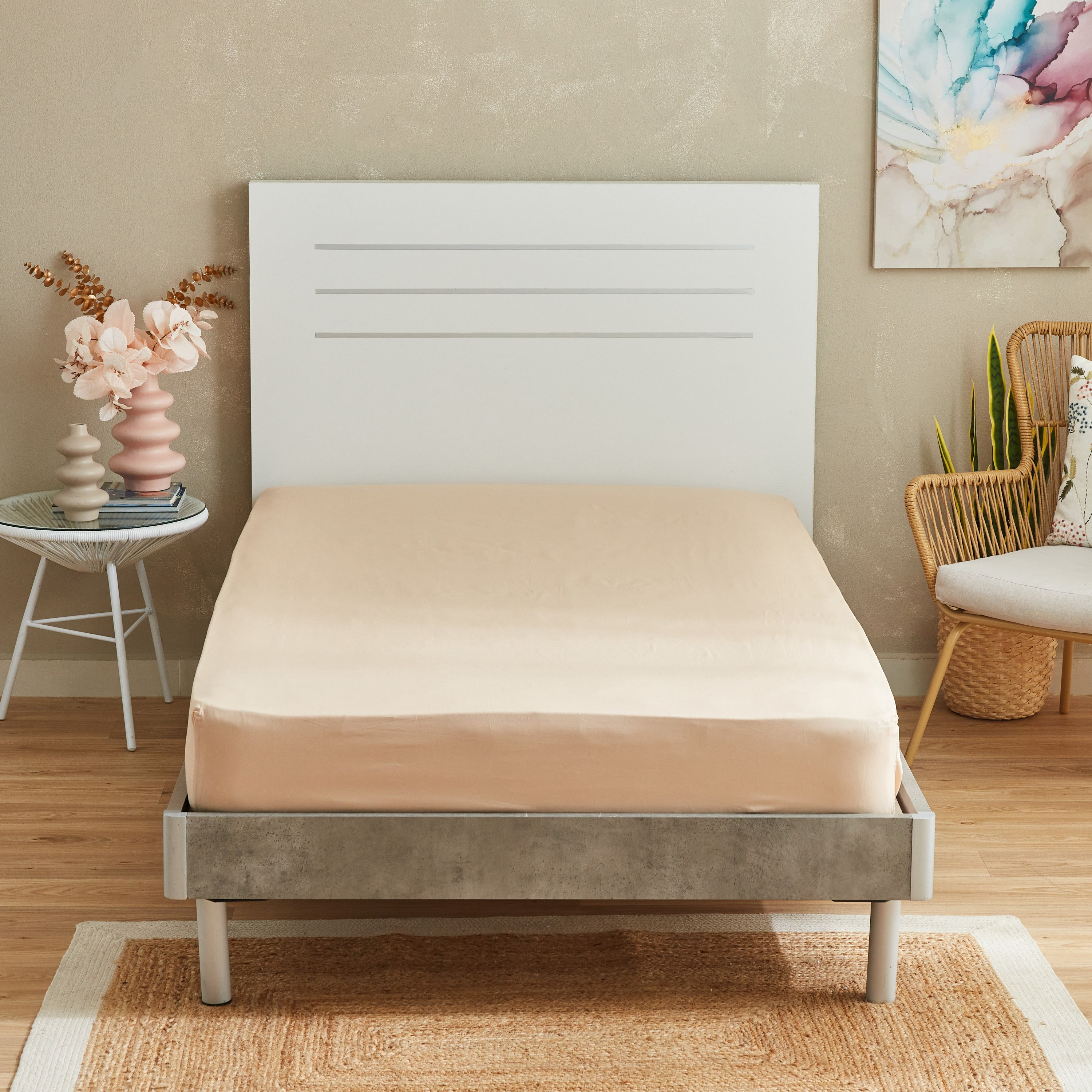 Zenith Solid Cotton Twin Fitted Sheet - 120x200+33 cm-hbxhomeware-hbxbedroom-image-2