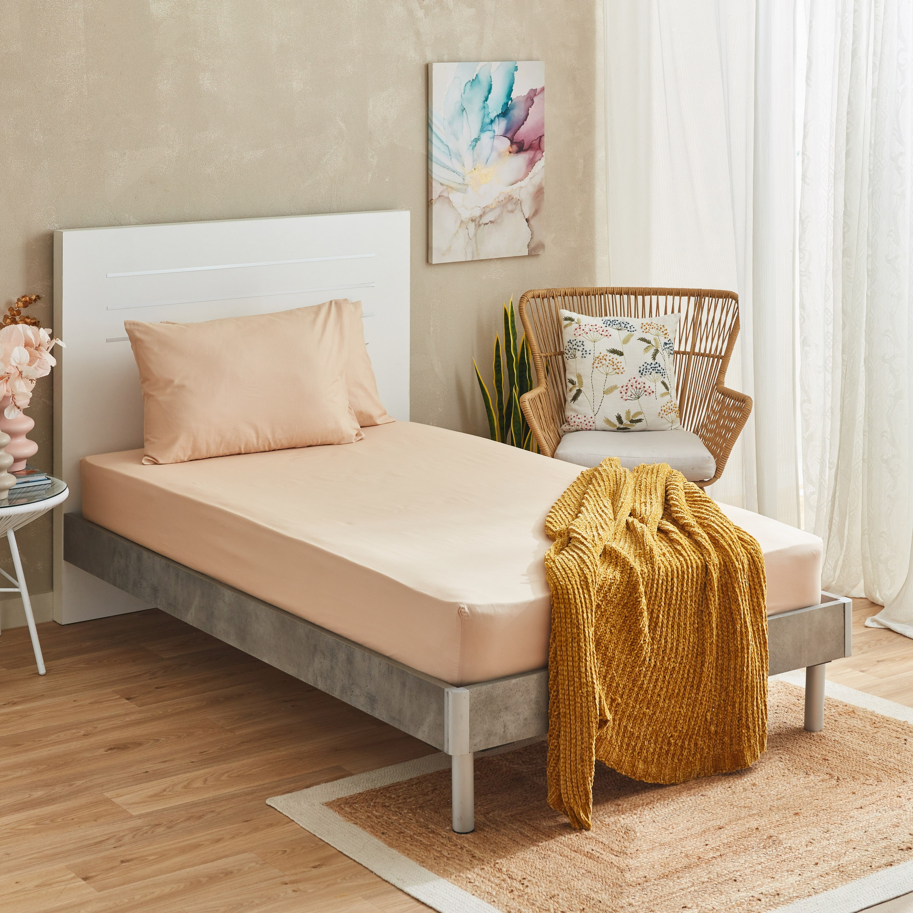 Zenith Solid Cotton Twin Fitted Sheet - 120x200+33 cm-hbxhomeware-hbxbedroom-image-7