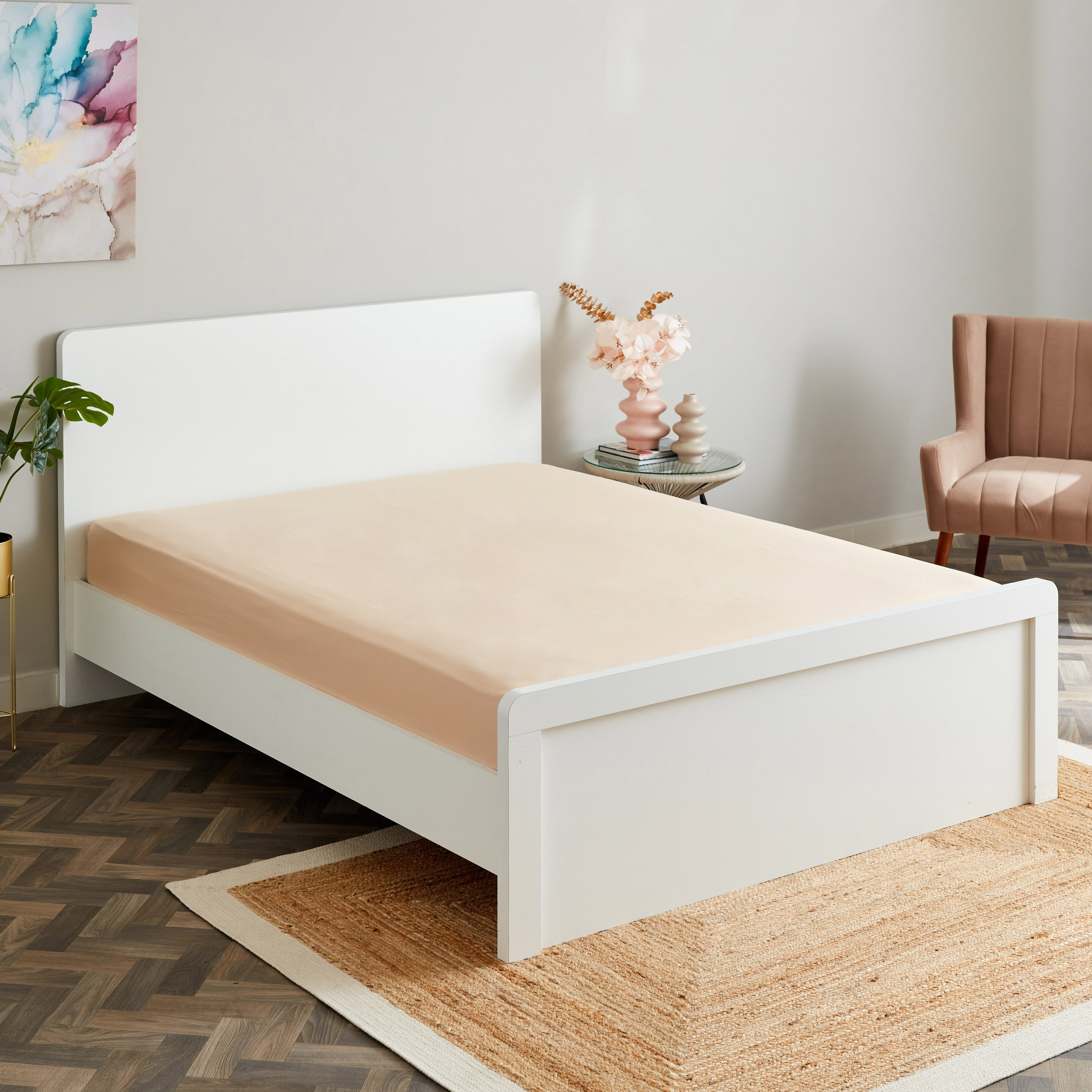 شرشف مطاطي كوين قطن سادة من زينيث - 150x200+33 سم-hbxhomeware-hbxbedroom-image-1
