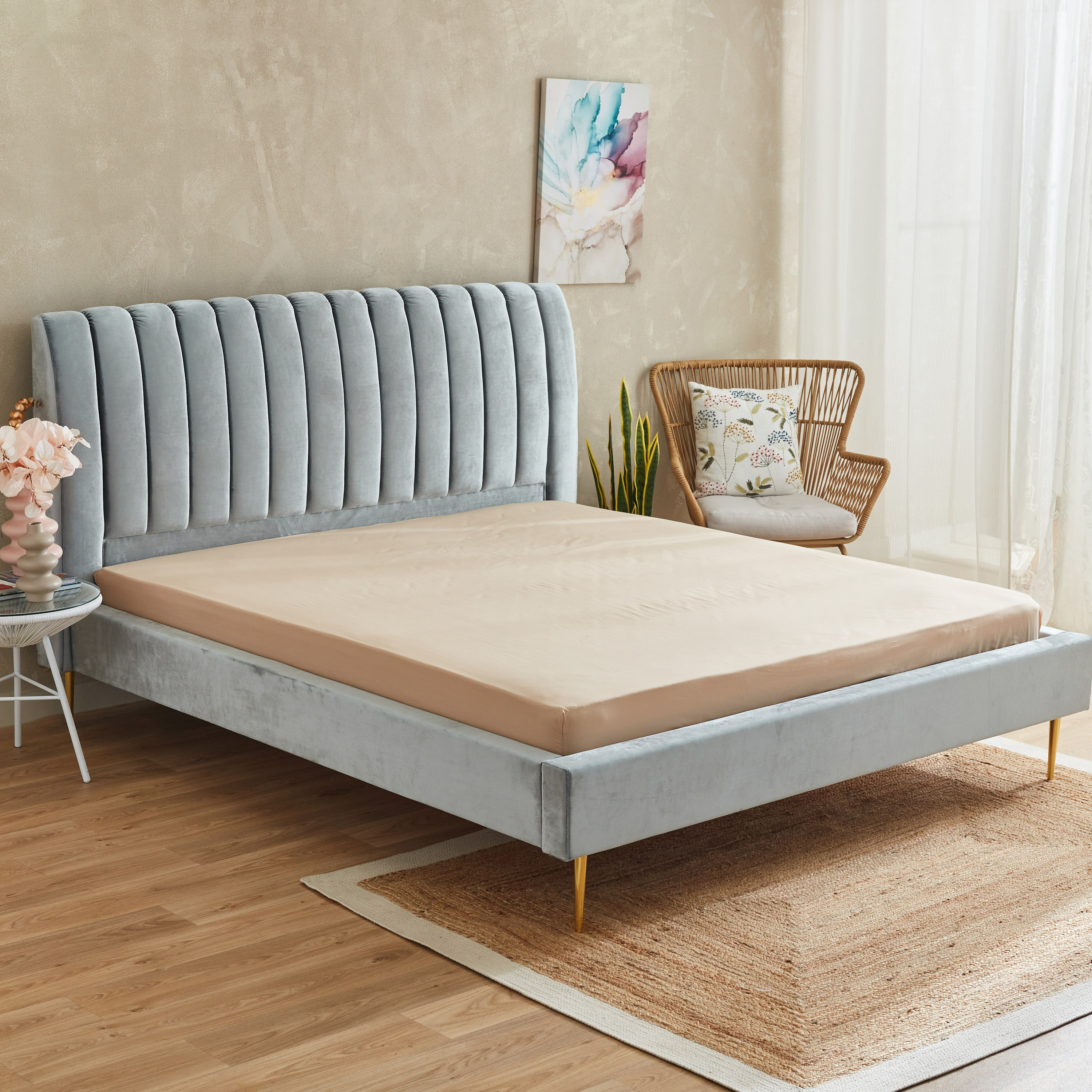 شرشف مطاطي قطن كينج سادة من زينيث - 180x200+33 سم-hbxhomeware-hbxbedroom-image-1