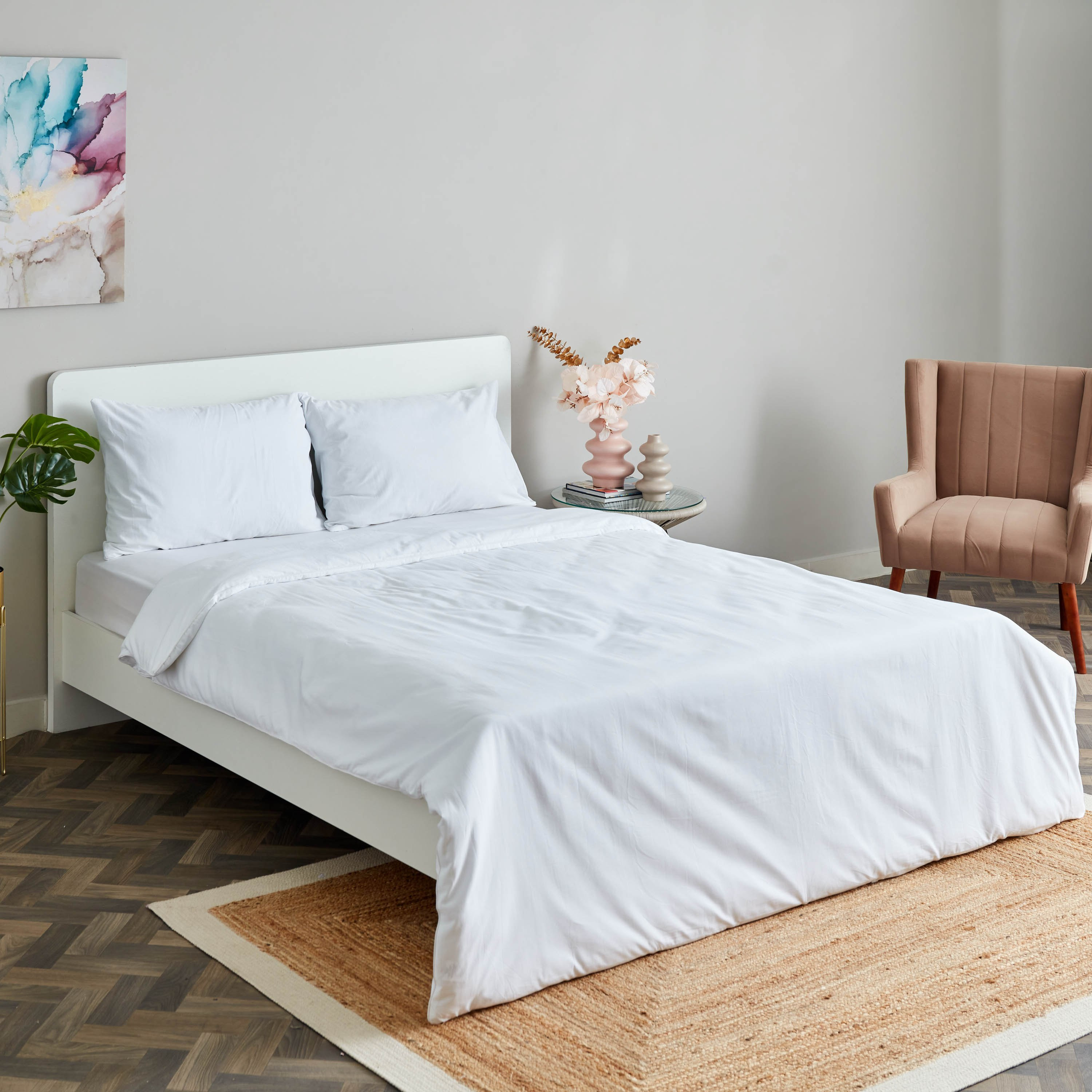 طقم غطاء لحاف ولحاف قطن سادة كوين 4 قطع من زينيث - 200x240 سم-hbxhomeware-hbxdecorandfurnishings-image-1