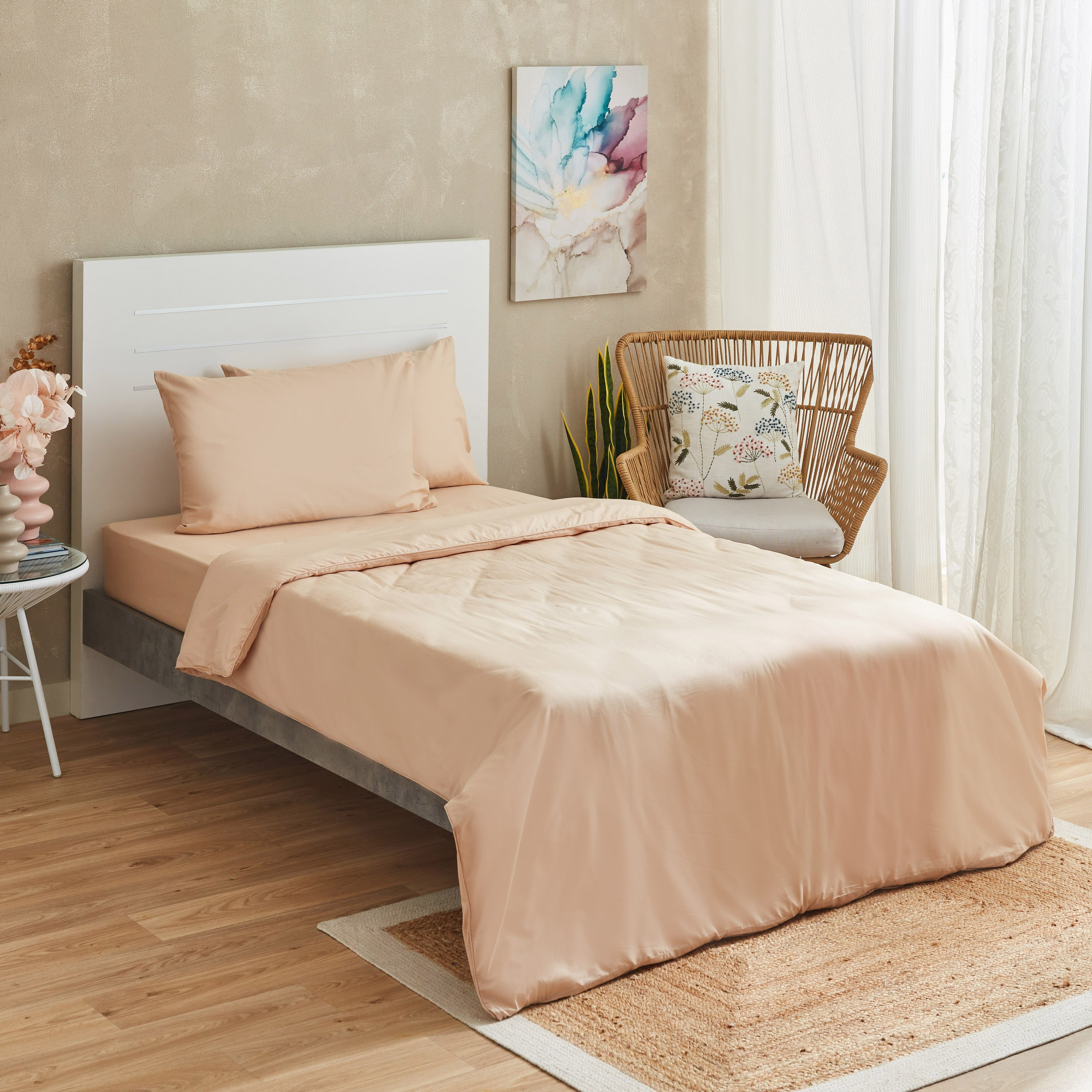 طقم غطاء لحاف قطن سادة مزدوج 4 قطع من زينيث - 160x220 سم-hbxhomeware-hbxdecorandfurnishings-image-1