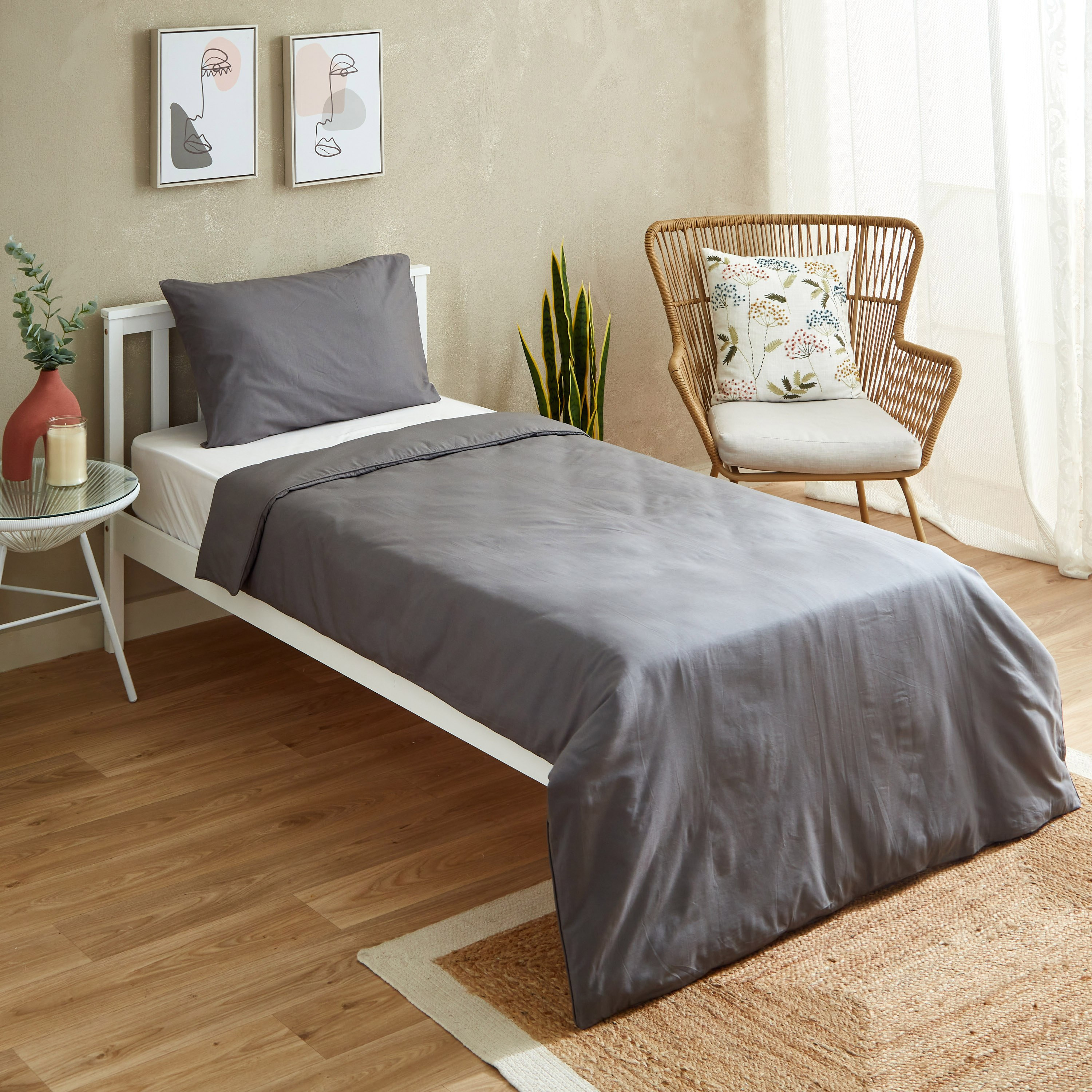 طقم غطاء لحاف قطن فردي سادة 3 قطع من زينيث - 135x220 سم-hbxhomeware-bedding-duvetcovers-image-1
