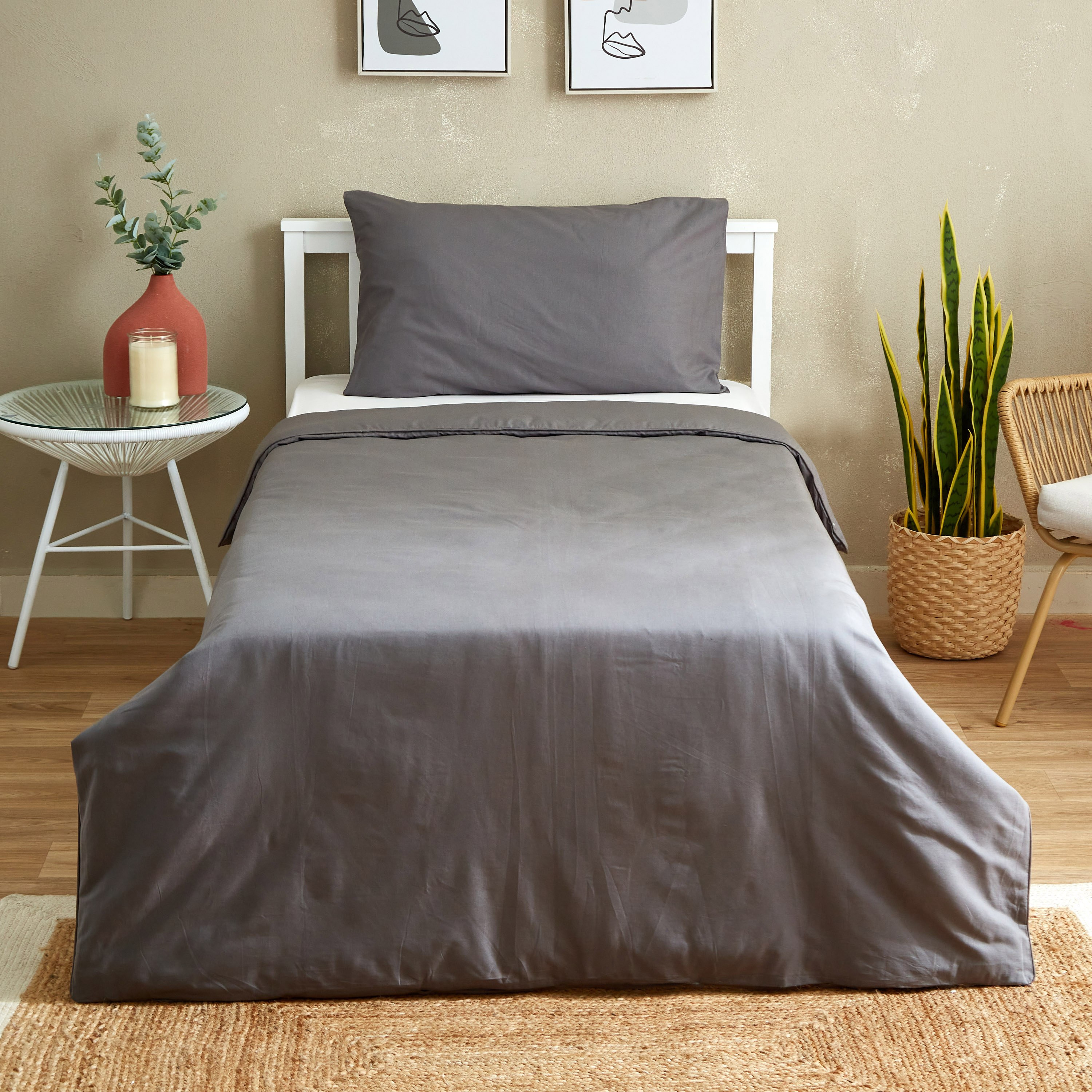 طقم غطاء لحاف قطن فردي سادة 3 قطع من زينيث - 135x220 سم-hbxhomeware-bedding-duvetcovers-image-2