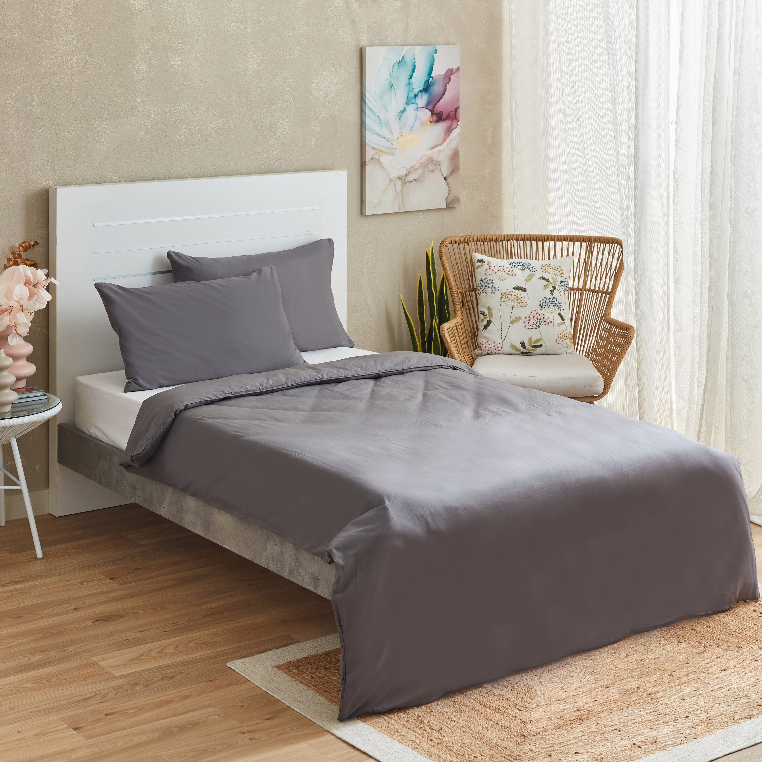 طقم غطاء لحاف قطن سادة مزدوج 4 قطع من زينيث - 160x220 سم-hbxhomeware-hbxdecorandfurnishings-image-1
