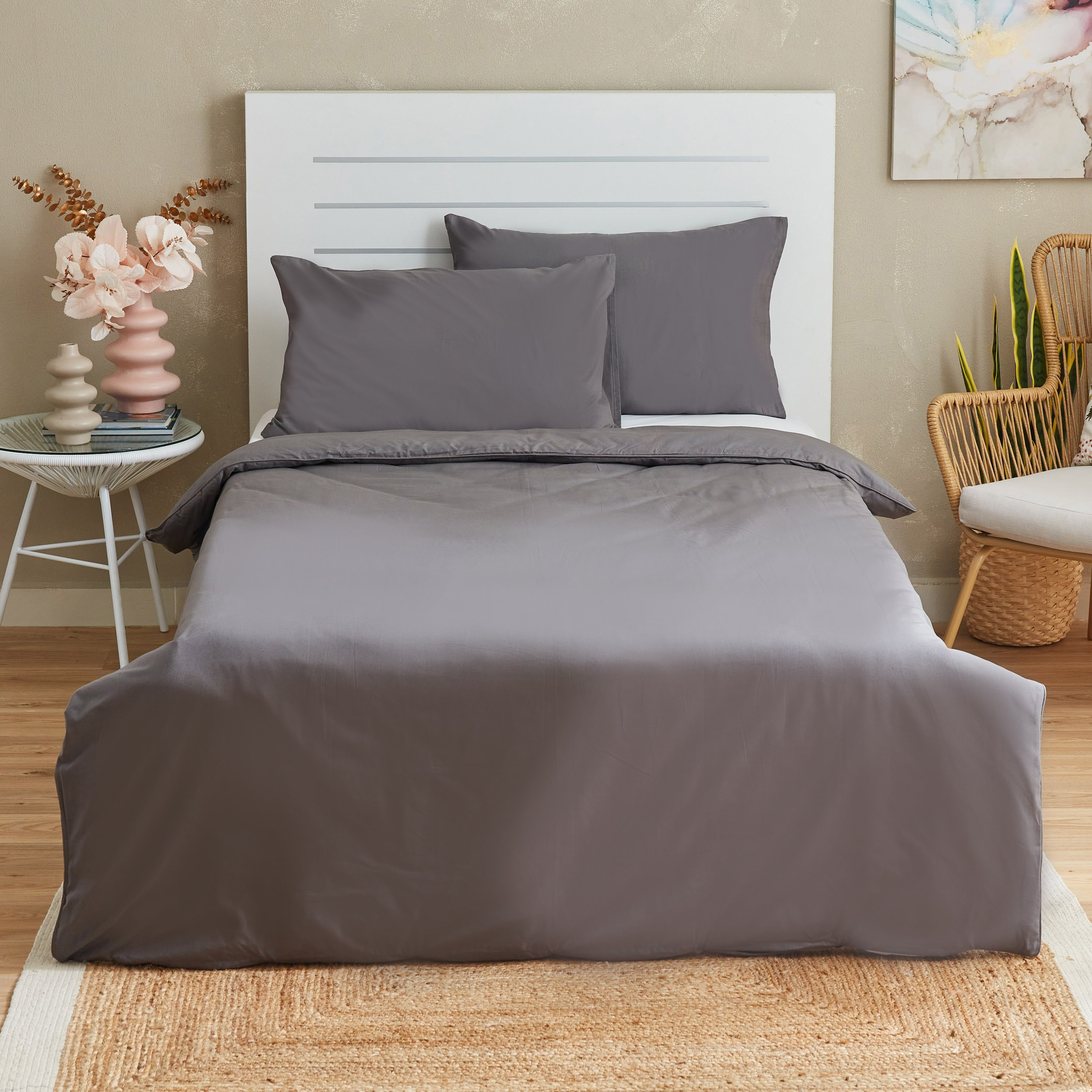 طقم غطاء لحاف قطن سادة مزدوج 4 قطع من زينيث - 160x220 سم-hbxhomeware-hbxdecorandfurnishings-image-2