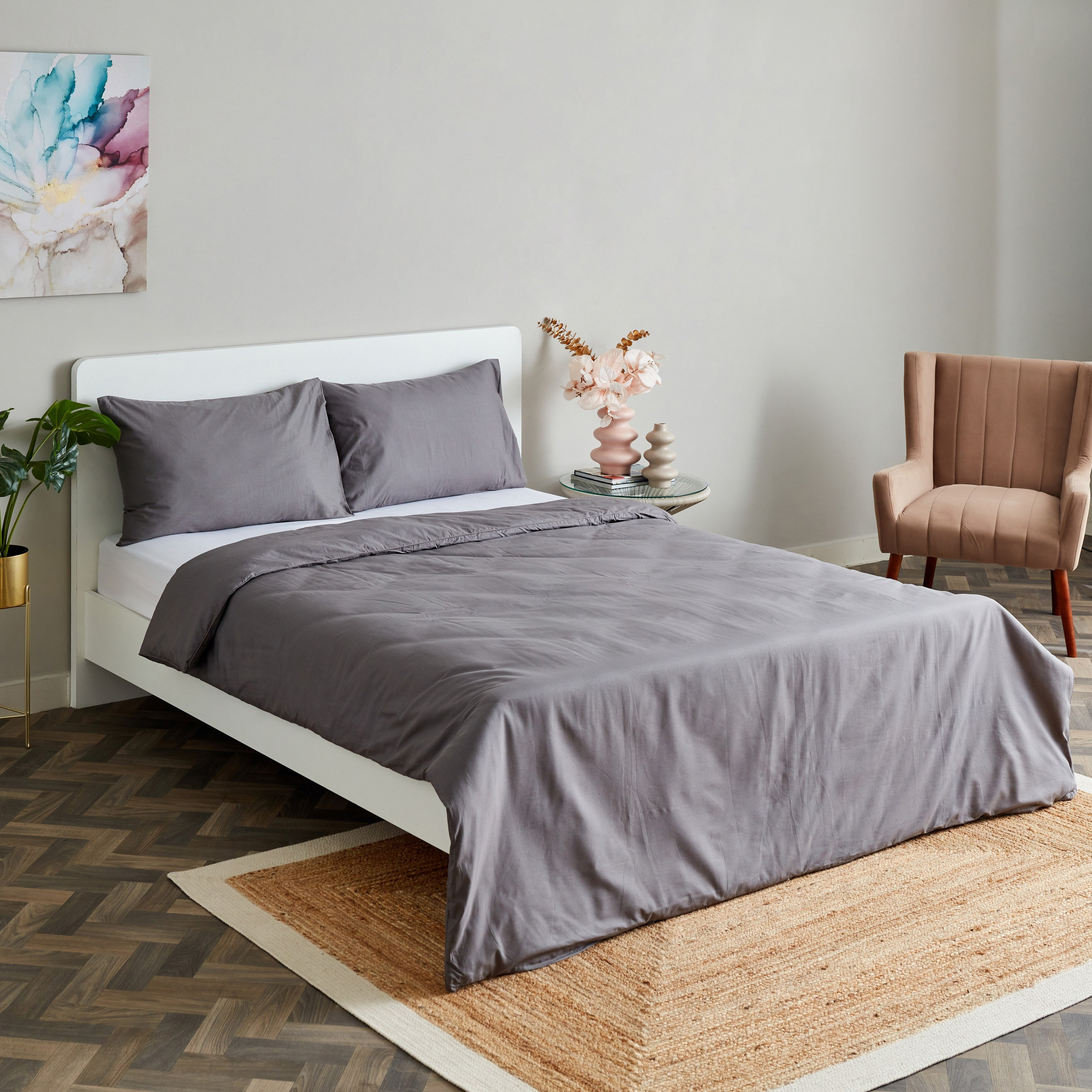 طقم غطاء لحاف كوين قطن سادة 4 قطع من زينيث - 200x240 سم-hbxhomeware-hbxdecorandfurnishings-image-1