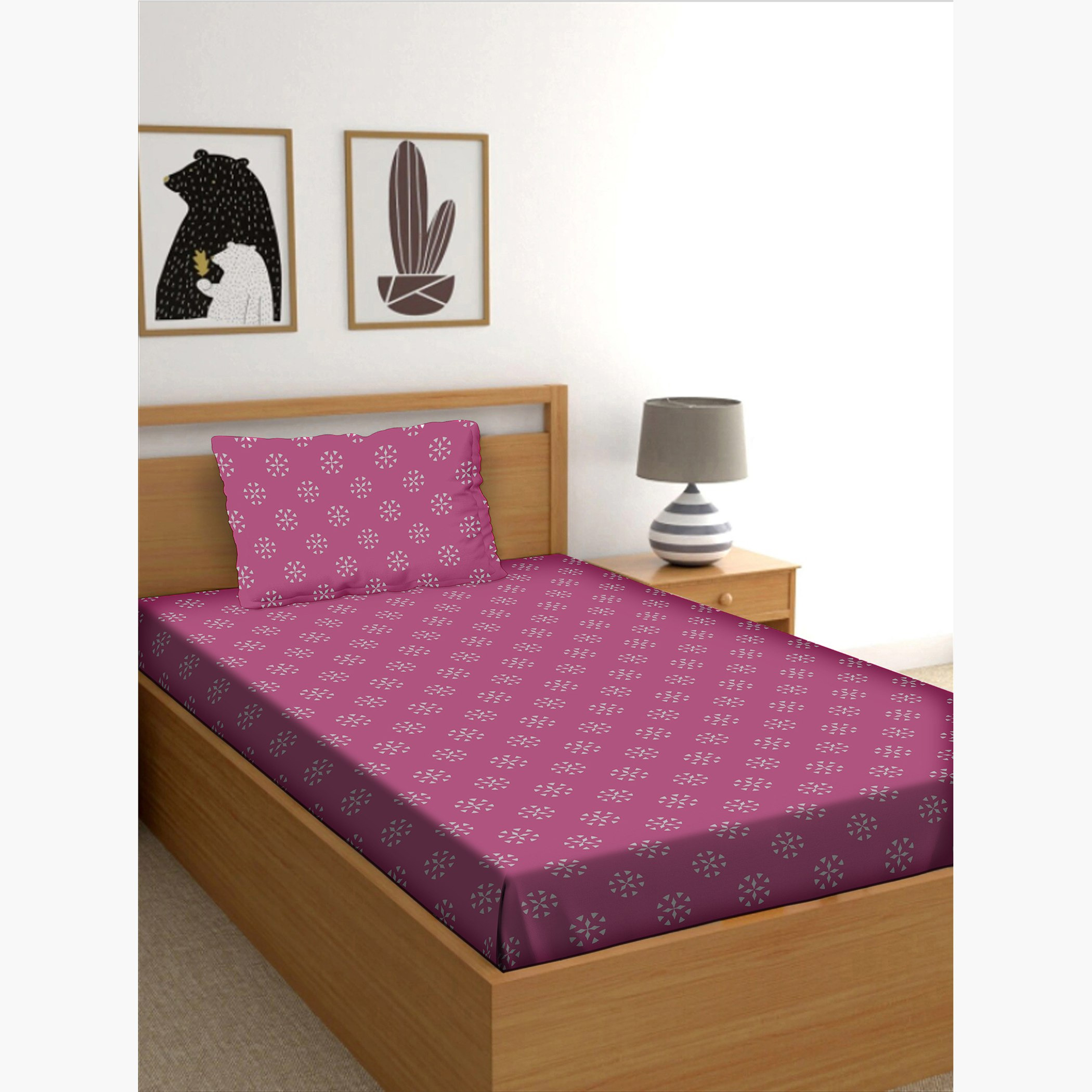 شرشف مطّاطي فردي قطن بطبعات فراشة من زايلا - 90x200+25 سم-hbxhomeware-bedding-fittedsheets-image-1