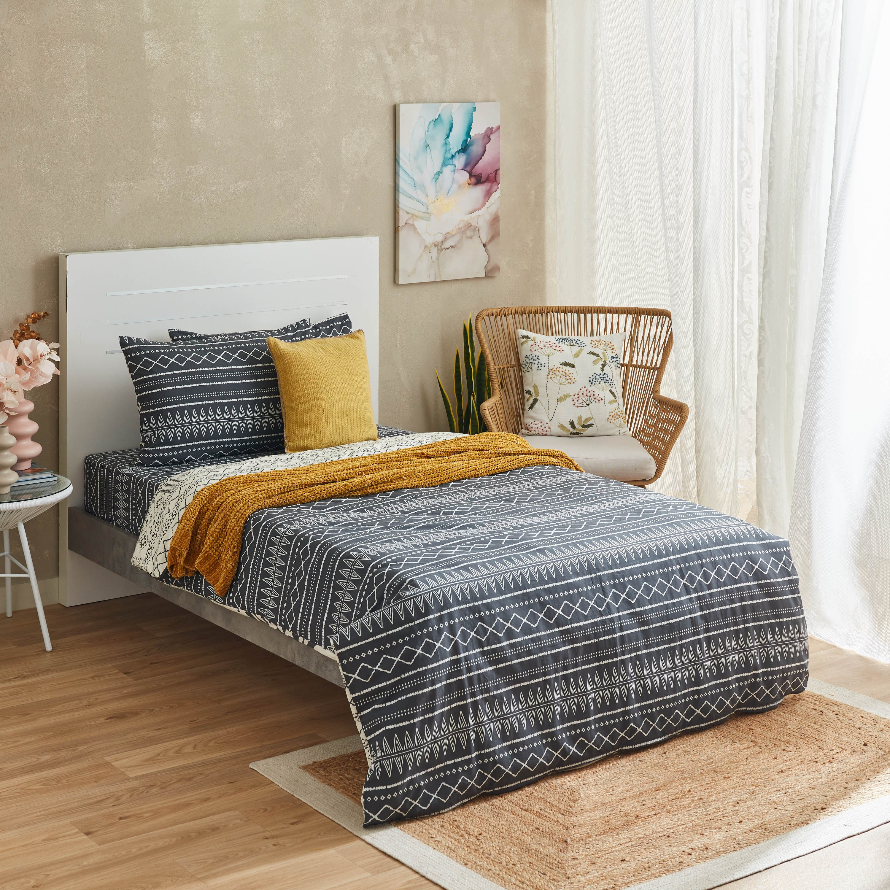 طقم غطاء لحاف مزدوج قطن يستخدم على الوجهين بطبعات 4 قطع من زايلا - 160x220 سم-hbxhomeware-hbxdecorandfurnishings-image-10
