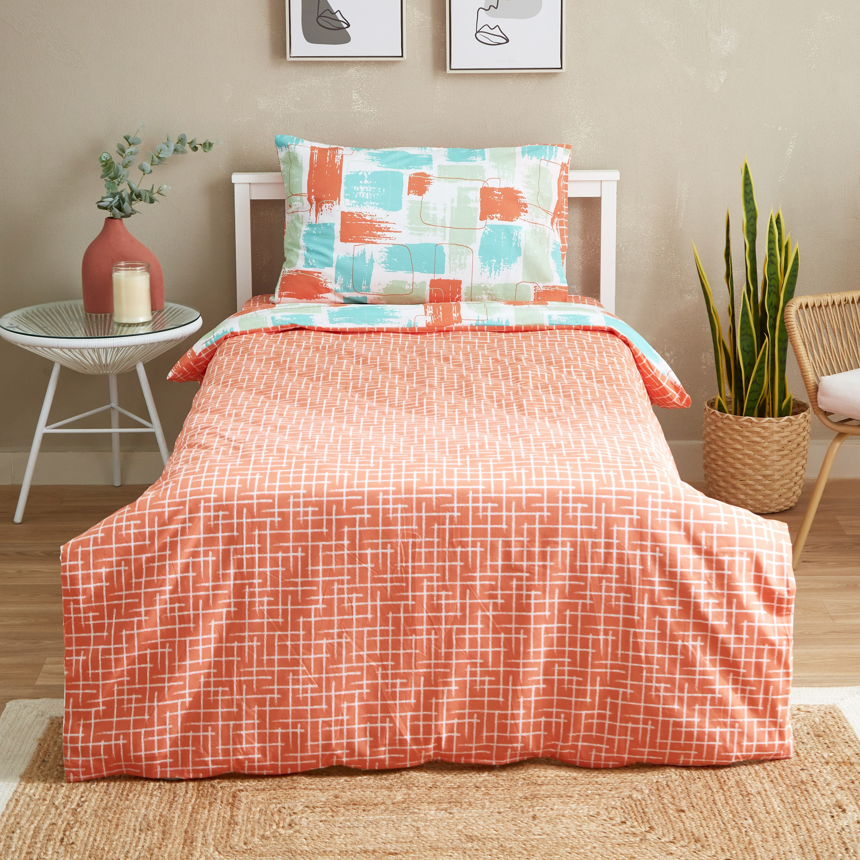طقم غطاء لحاف فردي قطن يستخدم على الوجهين بطبعات تجريدية 3 قطع من زايلا - 135x220 سم-hbxhomeware-hbxdecorandfurnishings-image-3