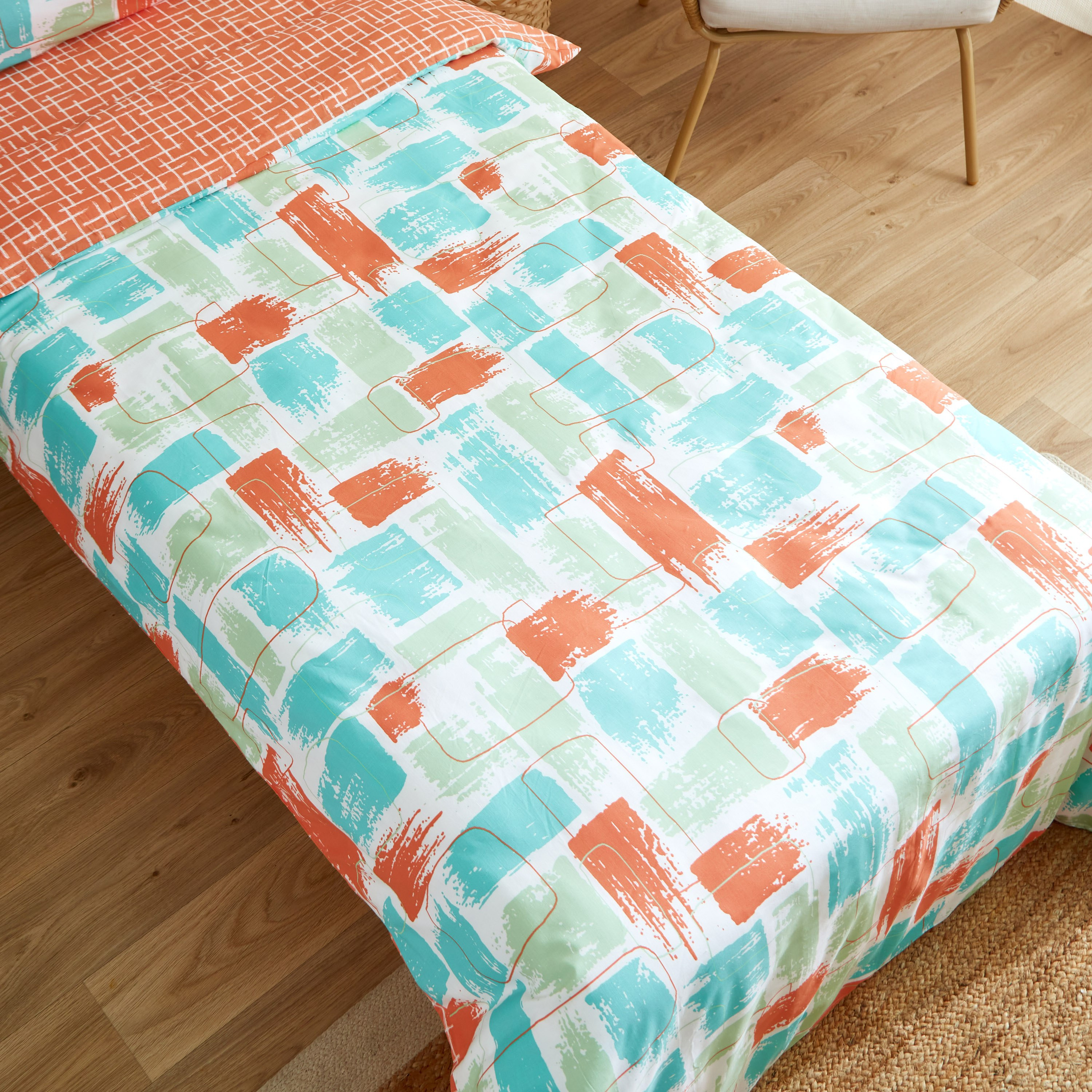 طقم غطاء لحاف فردي قطن يستخدم على الوجهين بطبعات تجريدية 3 قطع من زايلا - 135x220 سم-hbxhomeware-hbxdecorandfurnishings-image-7