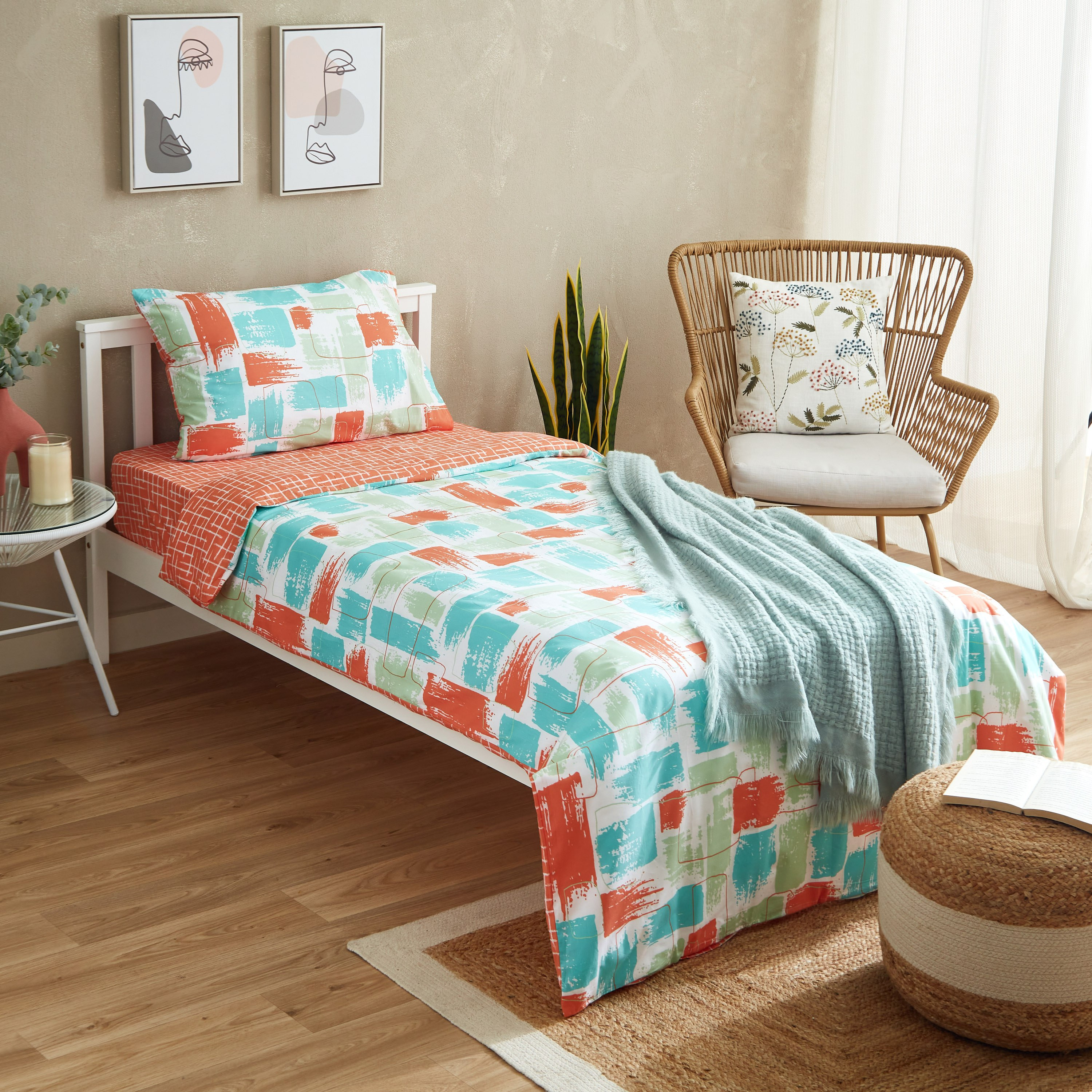 طقم غطاء لحاف فردي قطن يستخدم على الوجهين بطبعات تجريدية 3 قطع من زايلا - 135x220 سم-hbxhomeware-hbxdecorandfurnishings-image-9