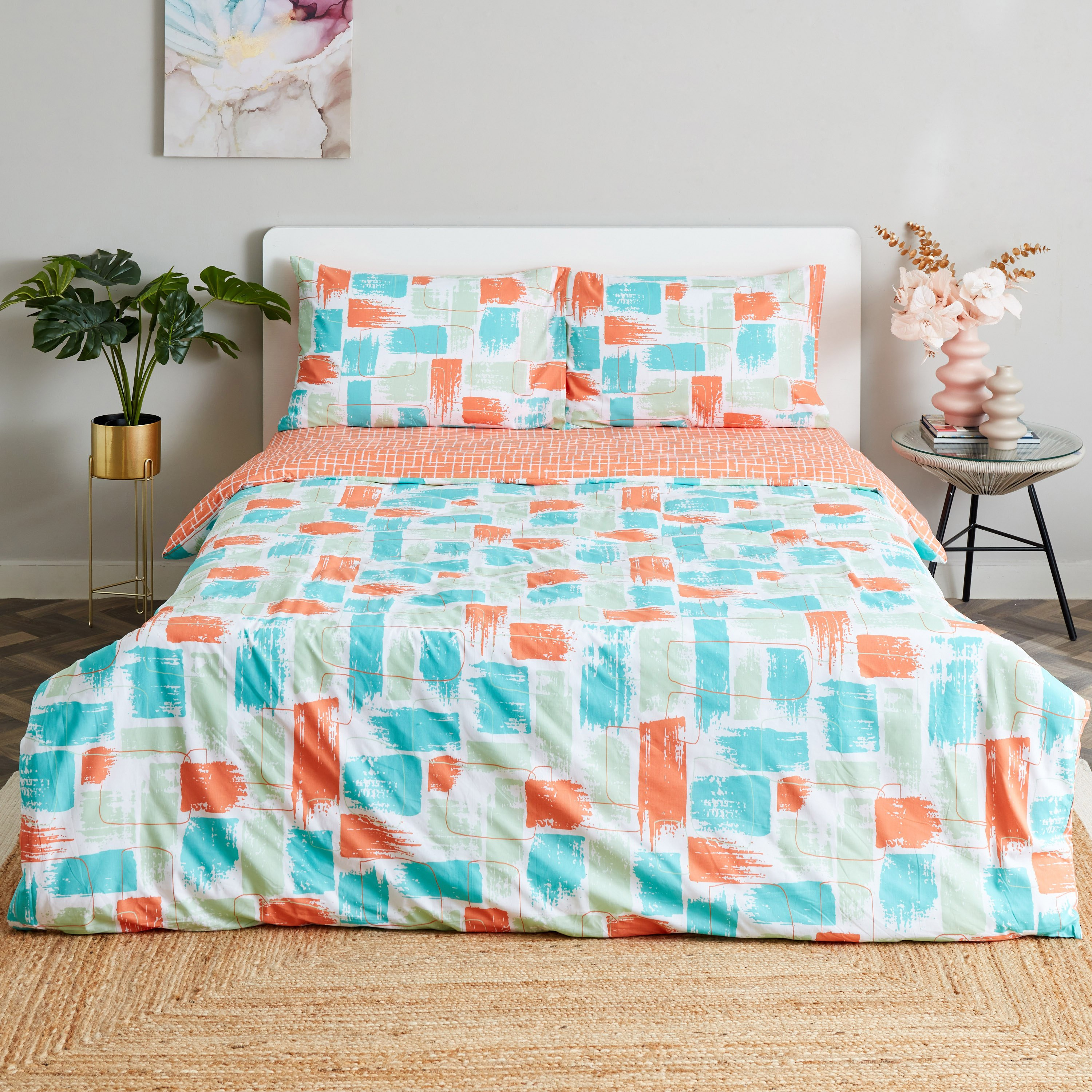 طقم غطاء لحاف كوين قطن يستخدم على الوجهين بطبعات تجريدية 4 قطع من زايلا - 200x240 سم-hbxhomeware-hbxdecorandfurnishings-image-2