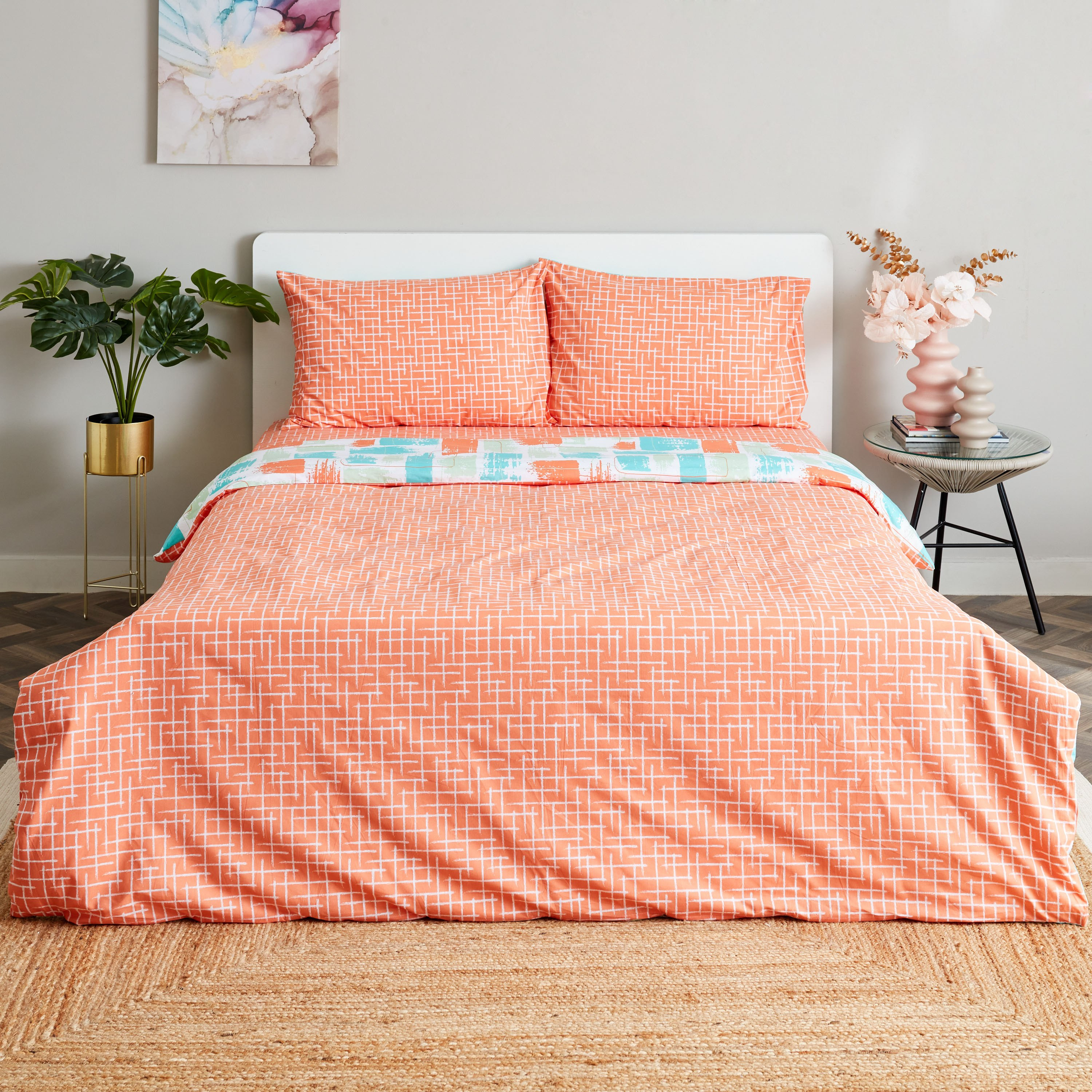 طقم غطاء لحاف كوين قطن يستخدم على الوجهين بطبعات تجريدية 4 قطع من زايلا - 200x240 سم-hbxhomeware-hbxdecorandfurnishings-image-3