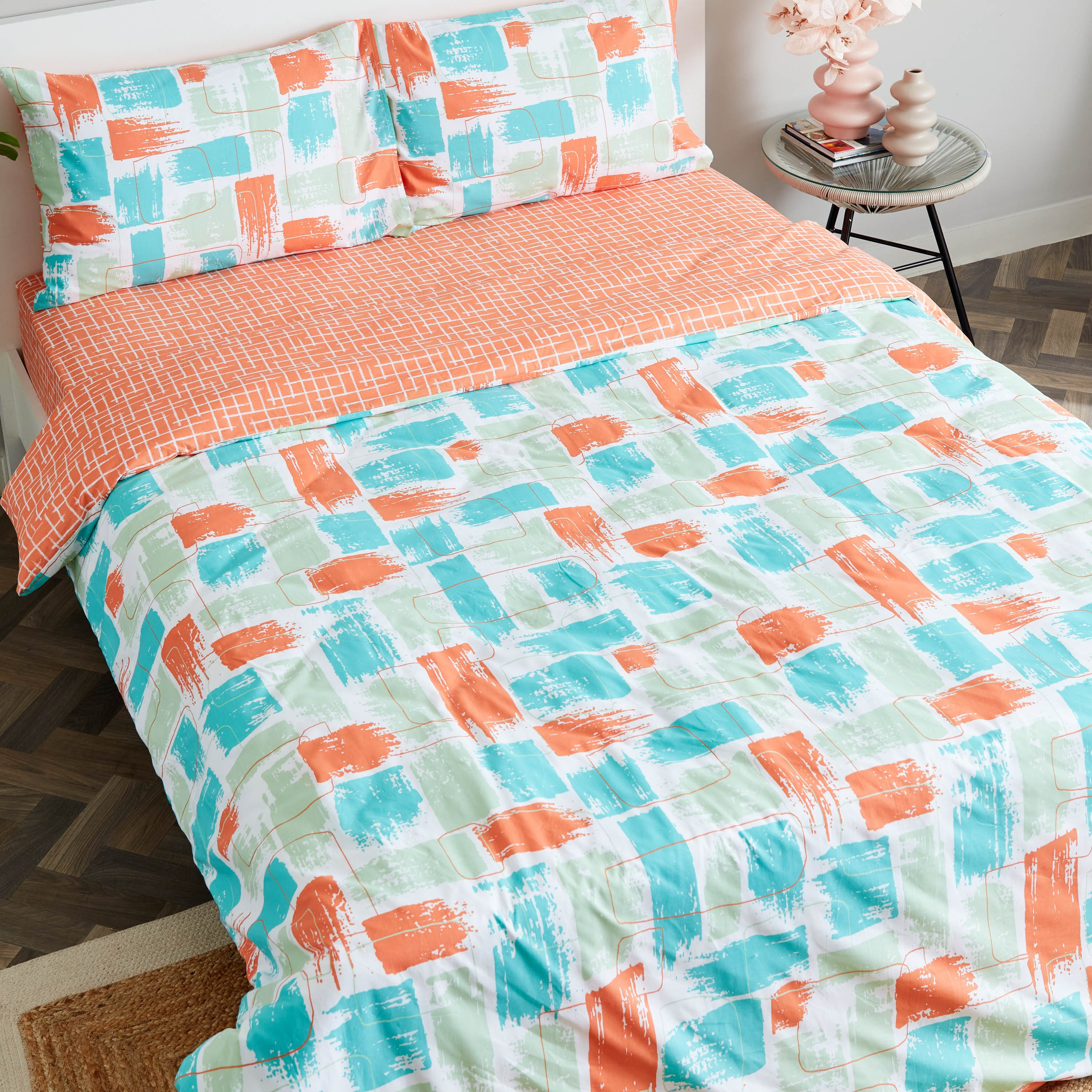 طقم غطاء لحاف كوين قطن يستخدم على الوجهين بطبعات تجريدية 4 قطع من زايلا - 200x240 سم-hbxhomeware-hbxdecorandfurnishings-image-5