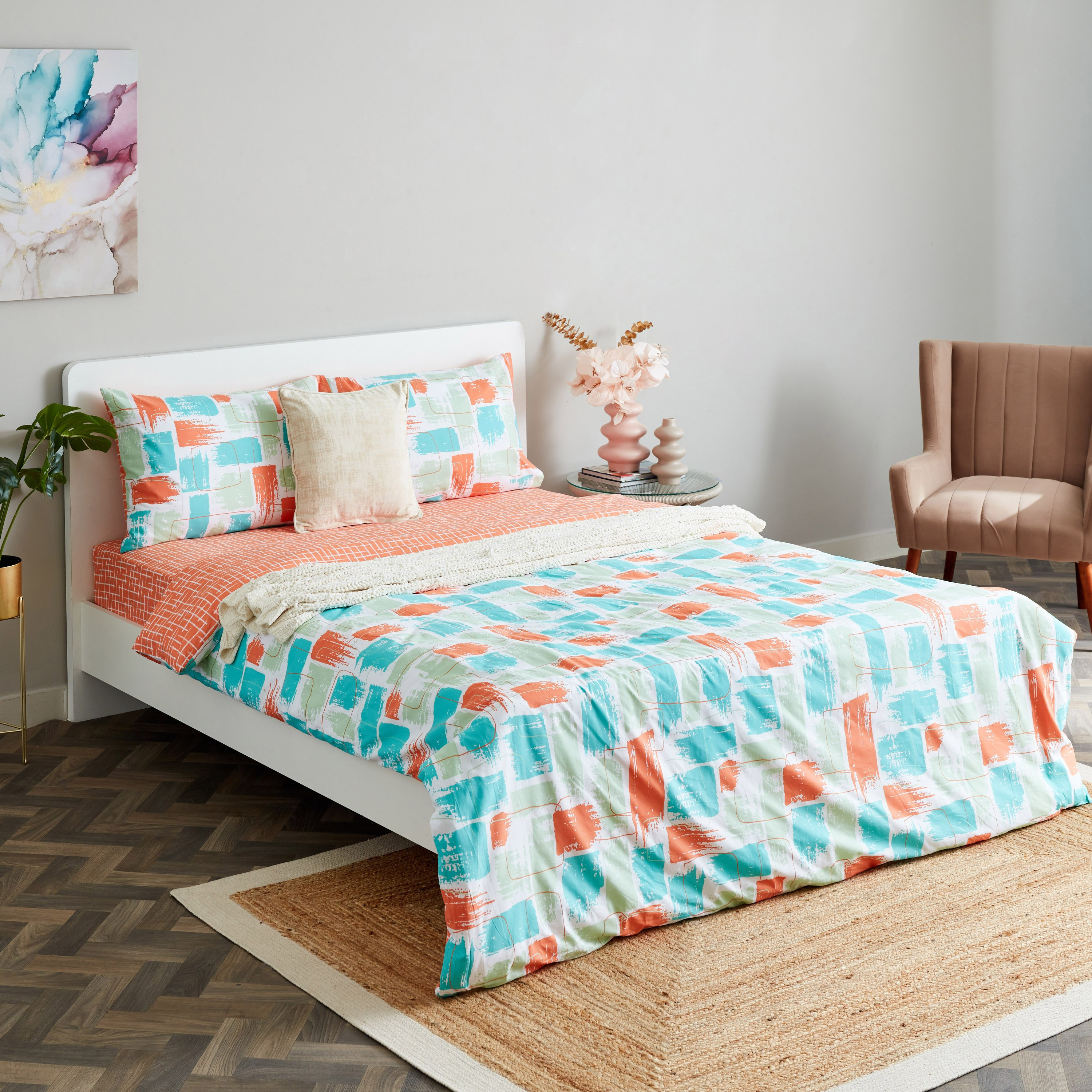 طقم غطاء لحاف كوين قطن يستخدم على الوجهين بطبعات تجريدية 4 قطع من زايلا - 200x240 سم-hbxhomeware-hbxdecorandfurnishings-image-9