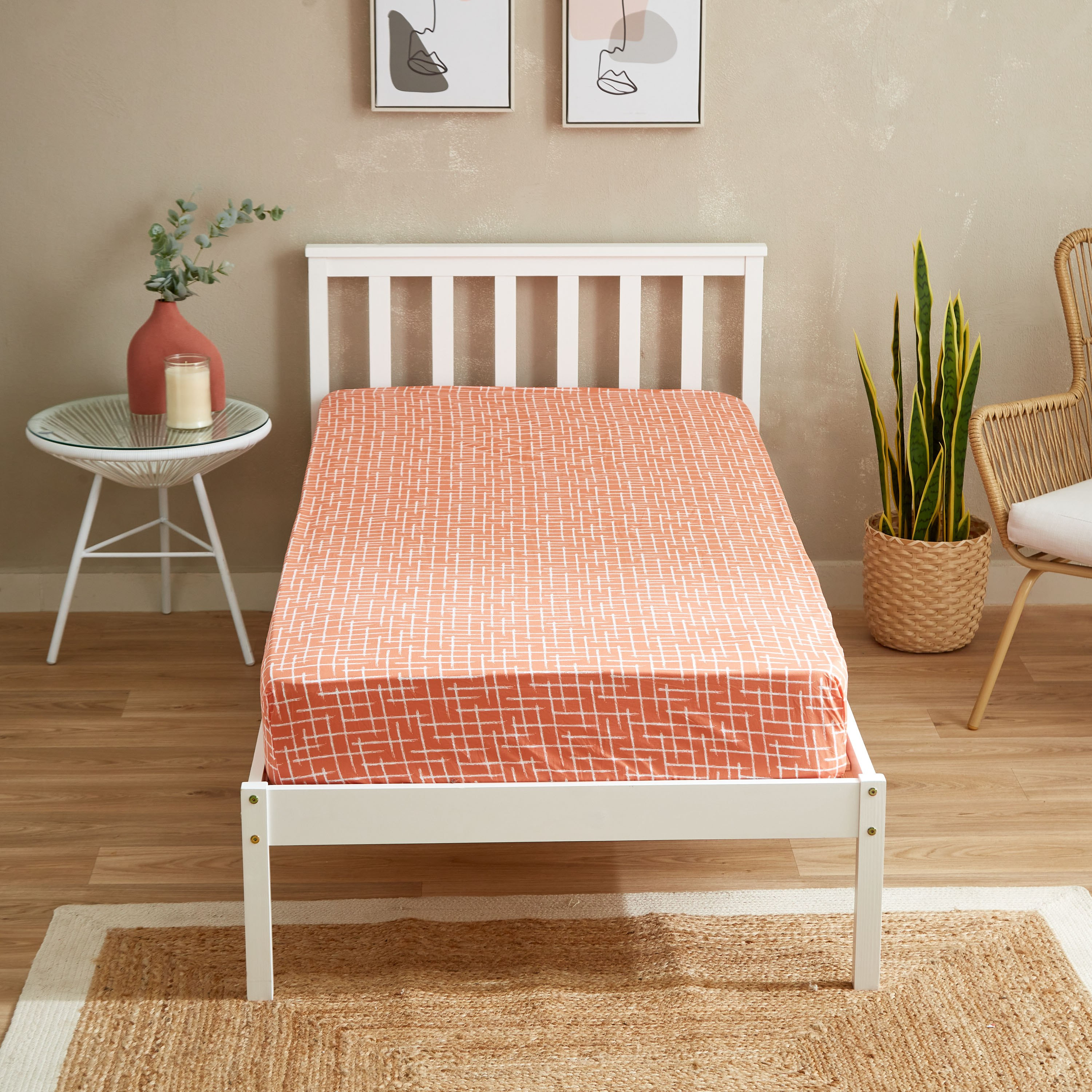 شرشف مطّاطي فردي قطن بطبعات تجريدية من زايلا - 90x200+25 سم-hbxhomeware-hbxbedroom-image-2