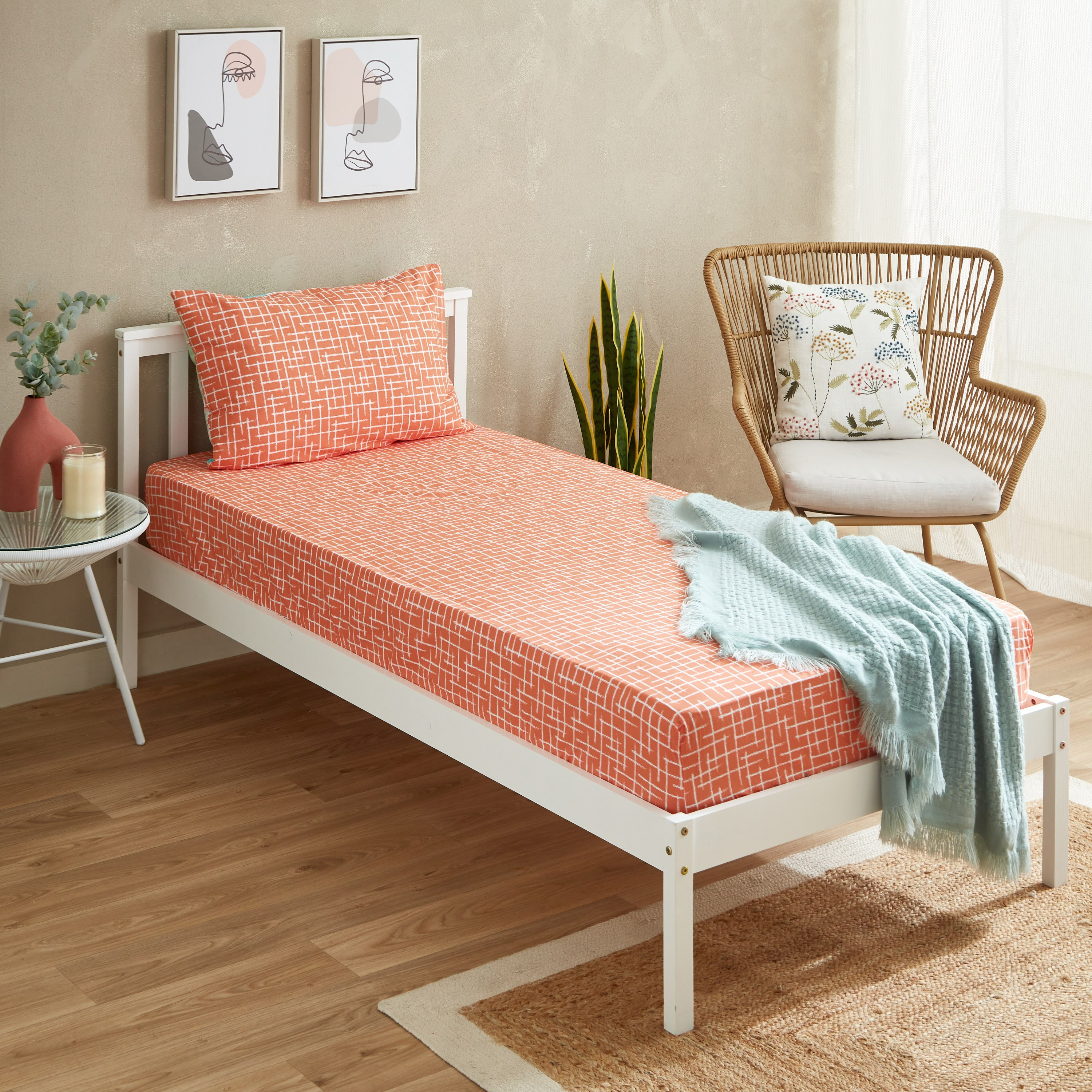 شرشف مطّاطي فردي قطن بطبعات تجريدية من زايلا - 90x200+25 سم-hbxhomeware-hbxbedroom-image-7