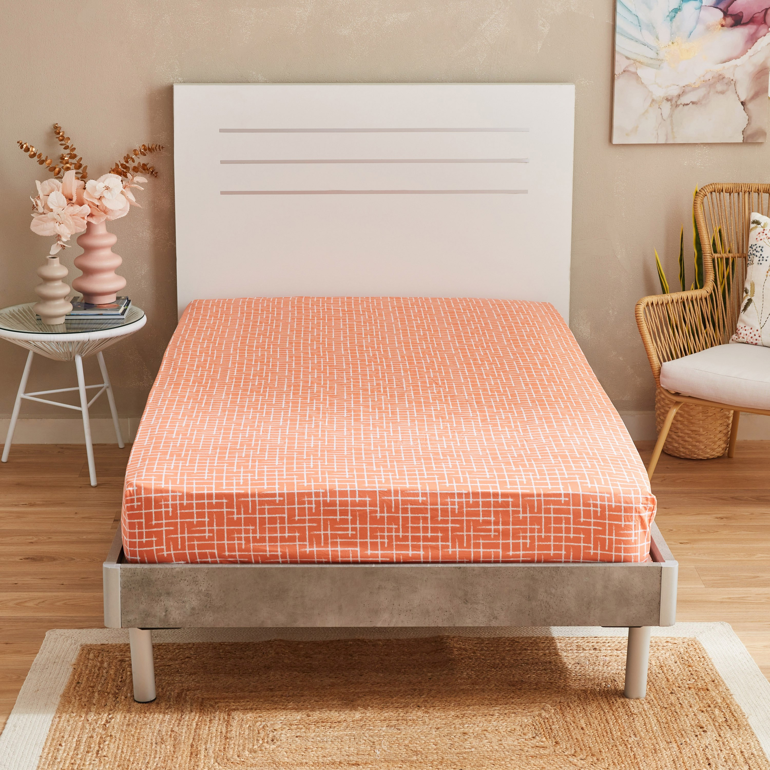 شرشف مطاطي توين قطن بطبعات تجريدية من زايلا - 120x200+33 سم-hbxhomeware-hbxbedroom-image-2