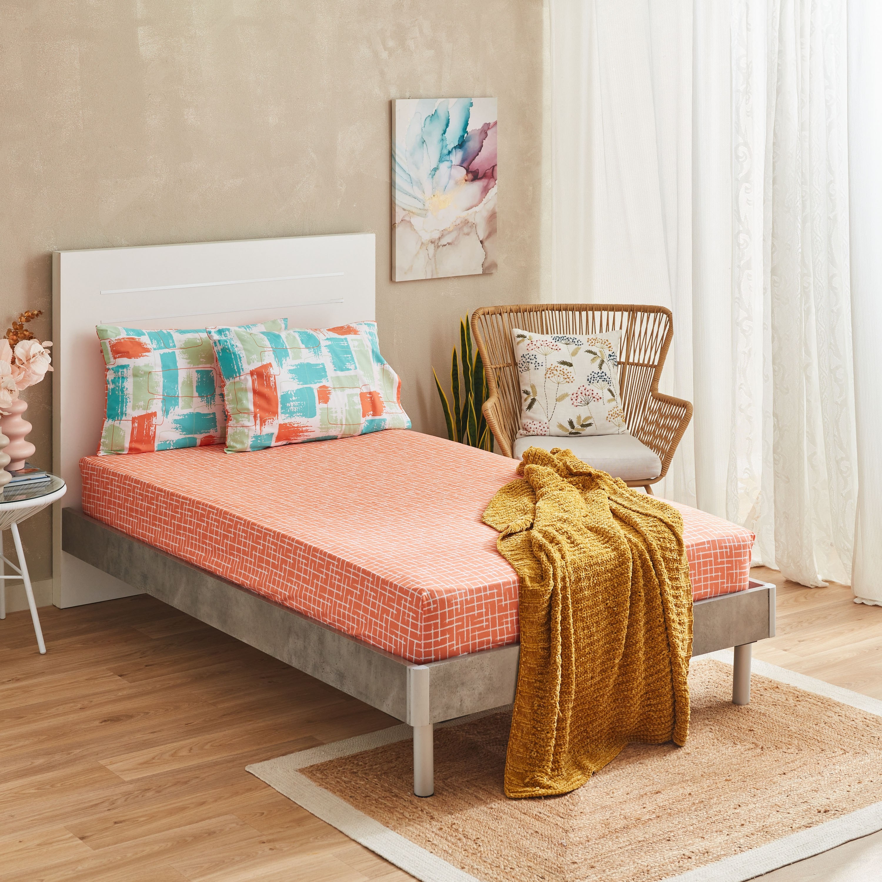 شرشف مطاطي توين قطن بطبعات تجريدية من زايلا - 120x200+33 سم-hbxhomeware-hbxbedroom-image-7