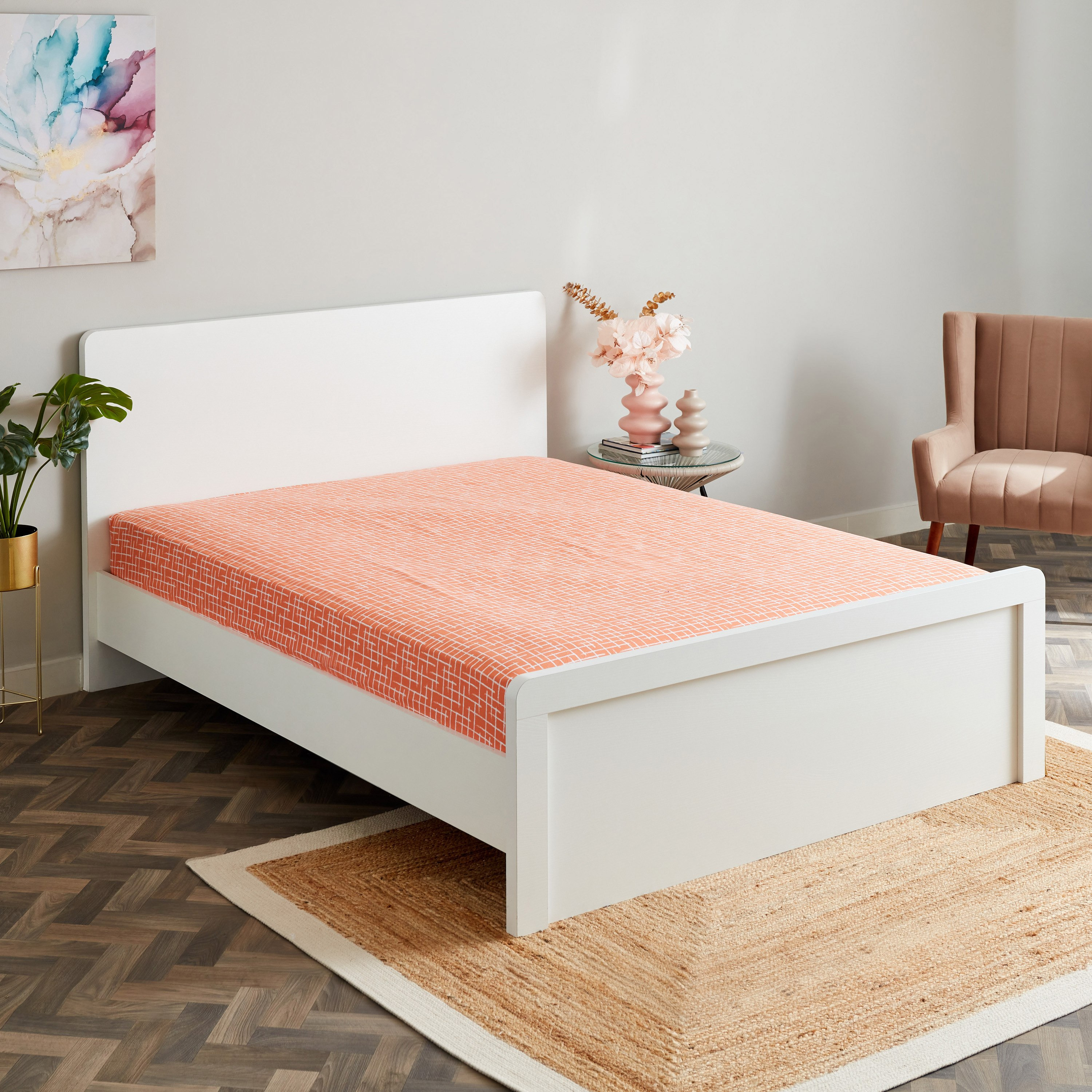 شرشف مطاطي كوين قطن بطبعات تجريدية من زايلا - 150x200+33 سم-hbxhomeware-hbxbedroom-image-1