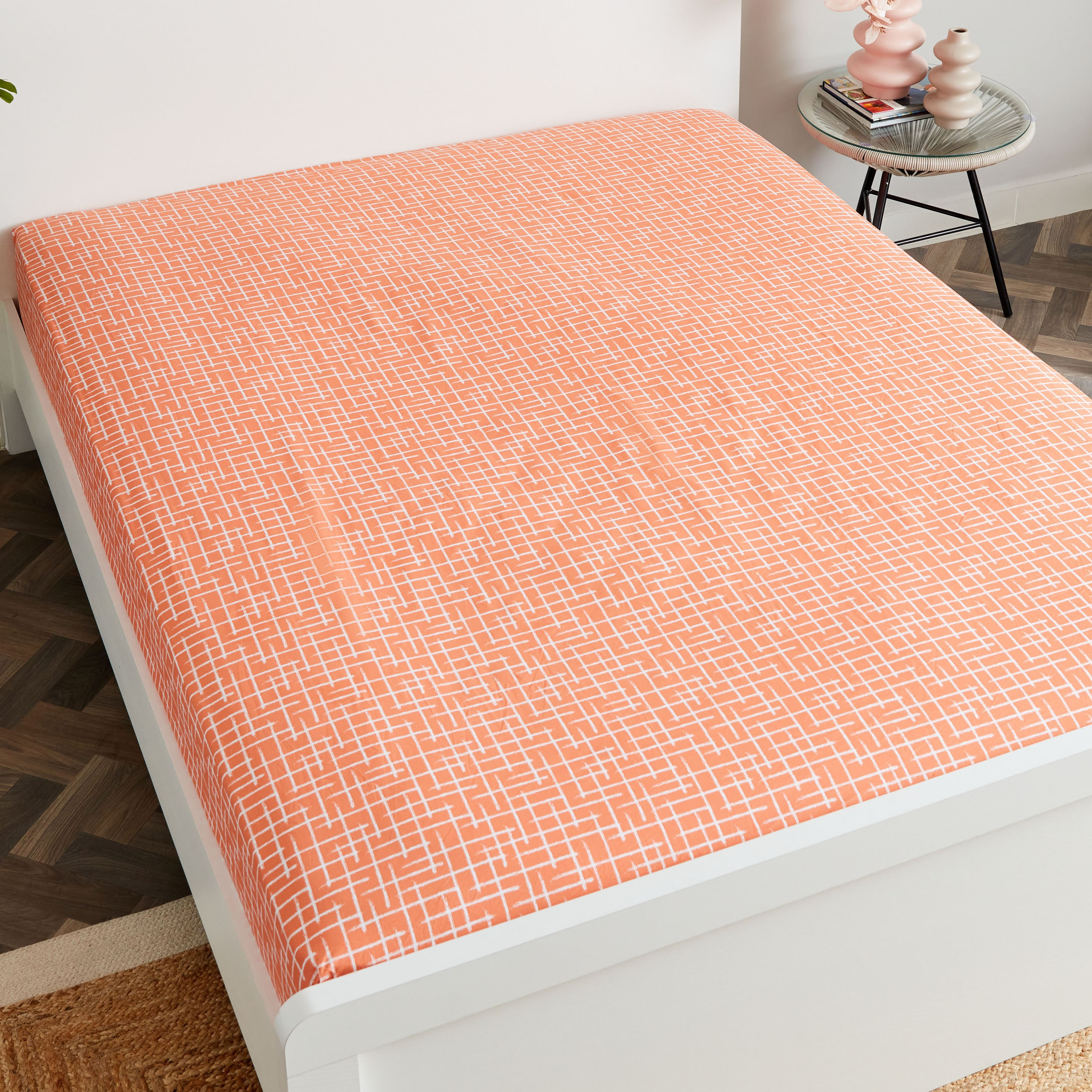 شرشف مطاطي كوين قطن بطبعات تجريدية من زايلا - 150x200+33 سم-hbxhomeware-hbxbedroom-image-3