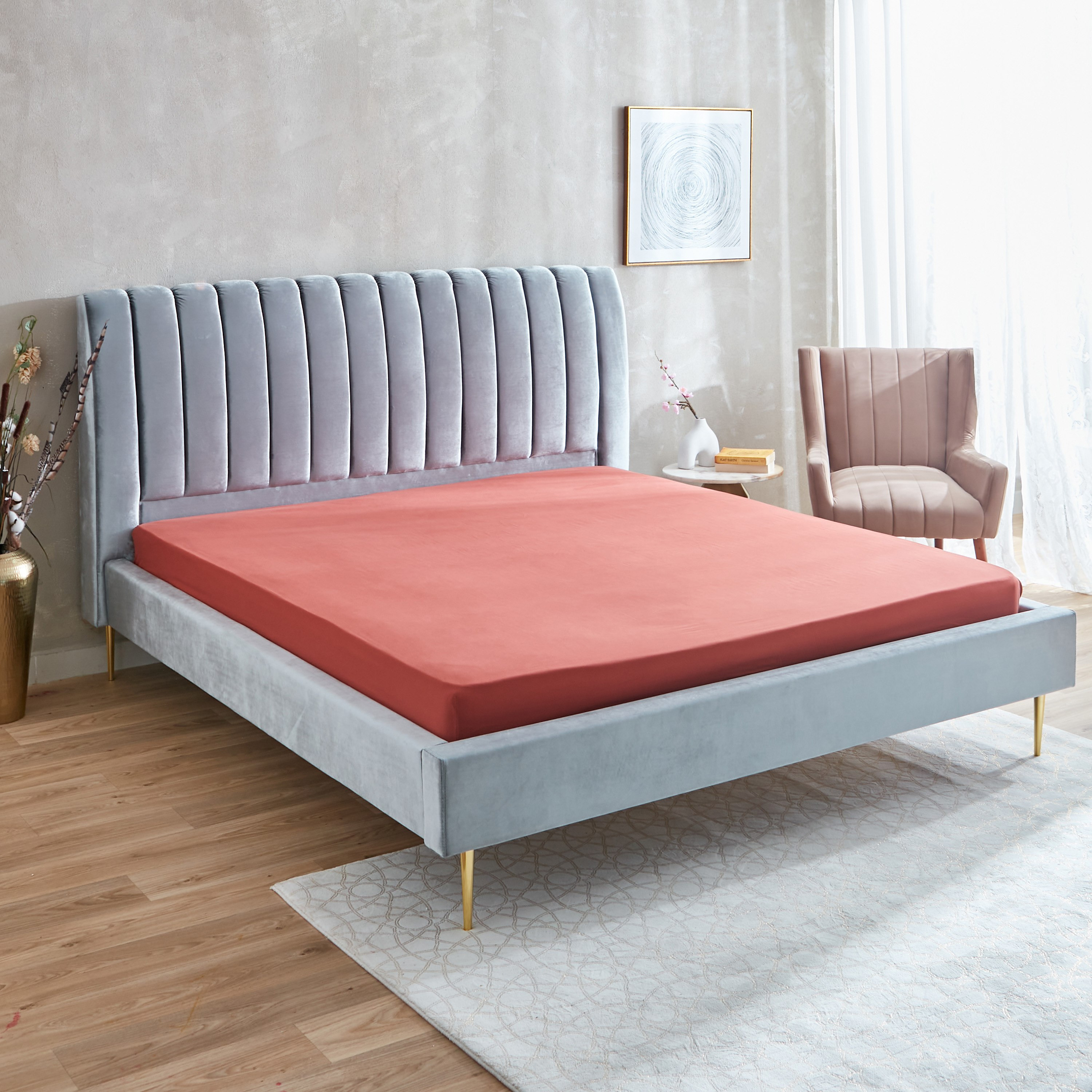 شرشف مطاطي كينج سادة من الألياف الدقيقة من ديربي - 180x200+25 سم-hbxhomeware-hbxbedroom-image-1