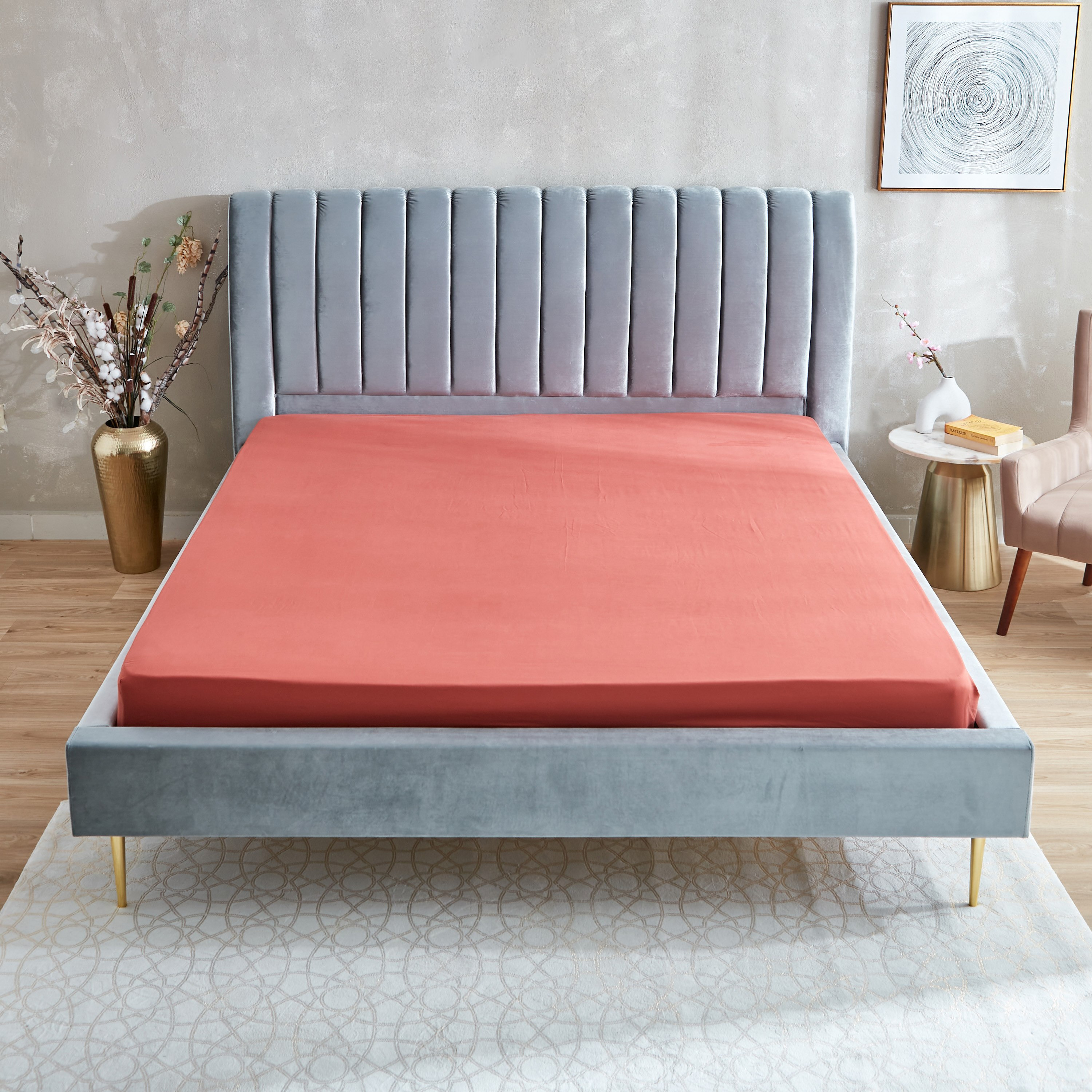 شرشف مطاطي كينج سادة من الألياف الدقيقة من ديربي - 180x200+25 سم-hbxhomeware-hbxbedroom-image-3