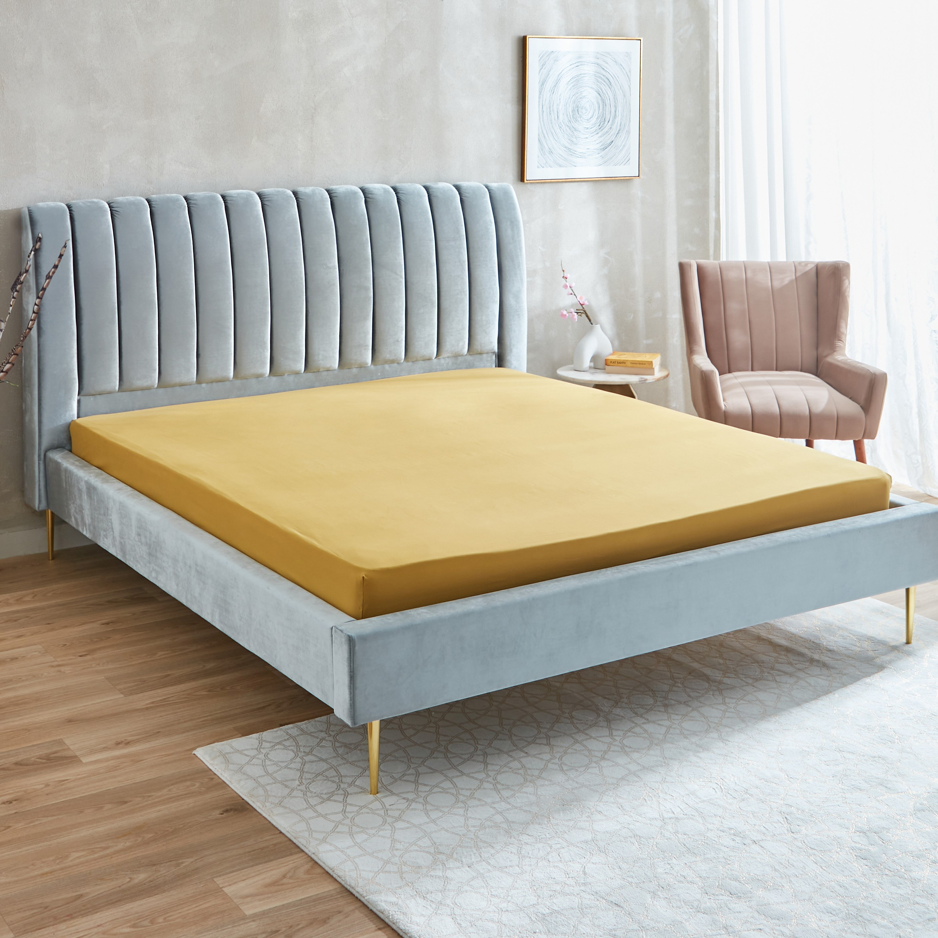شرشف مطاطي كينج سادة من الألياف الدقيقة من ديربي - 180×200+25 سم-hbxhomeware-bedding-fittedsheets-image-1