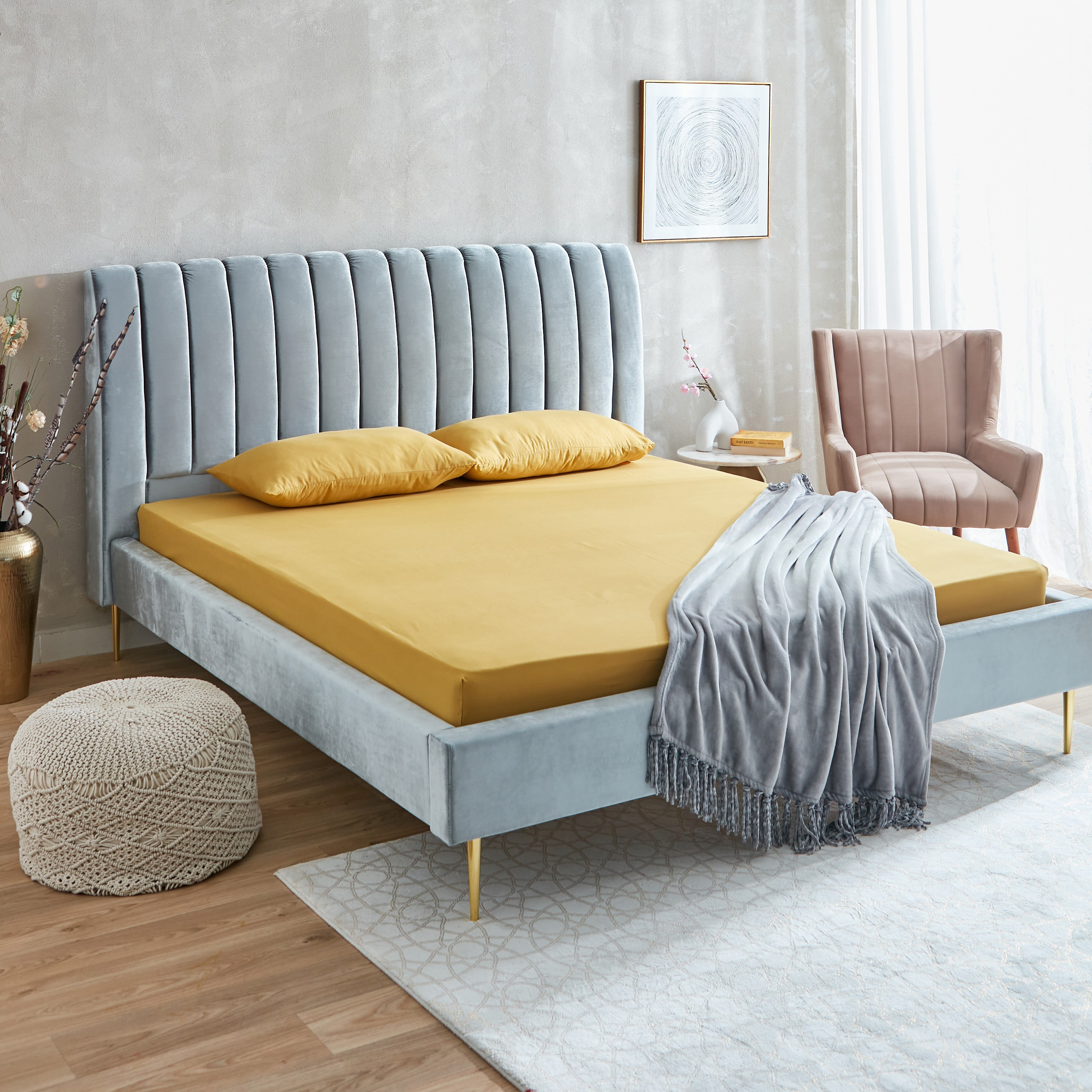 شرشف مطاطي كينج سادة من الألياف الدقيقة من ديربي - 180×200+25 سم-hbxhomeware-bedding-fittedsheets-image-8