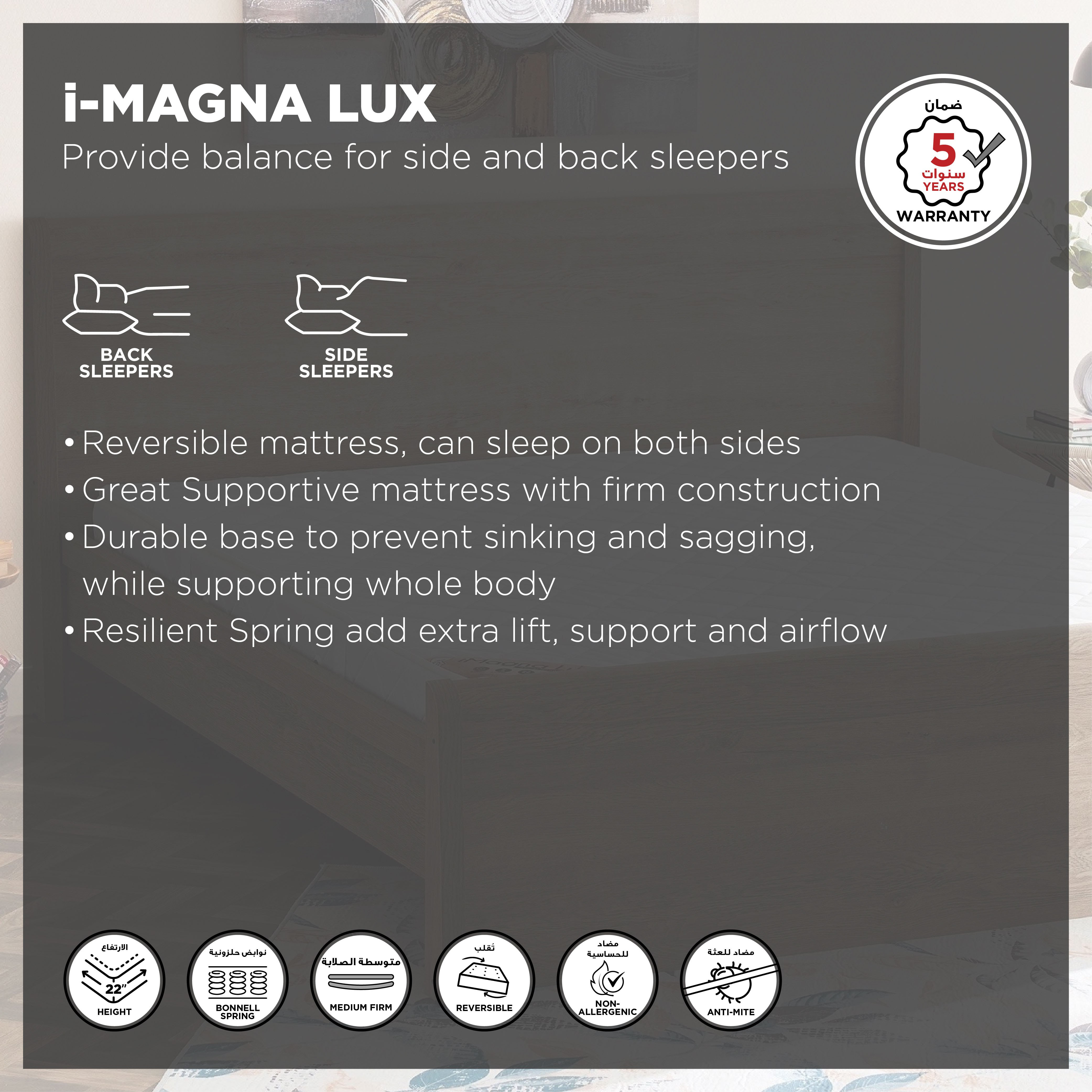 SleepEase iMagna Lux High Resilience Foam Bonnell Spring Single Mattress - 90x200x22 cm-hbxfurniture-bedroom-mattresses-single-image-4