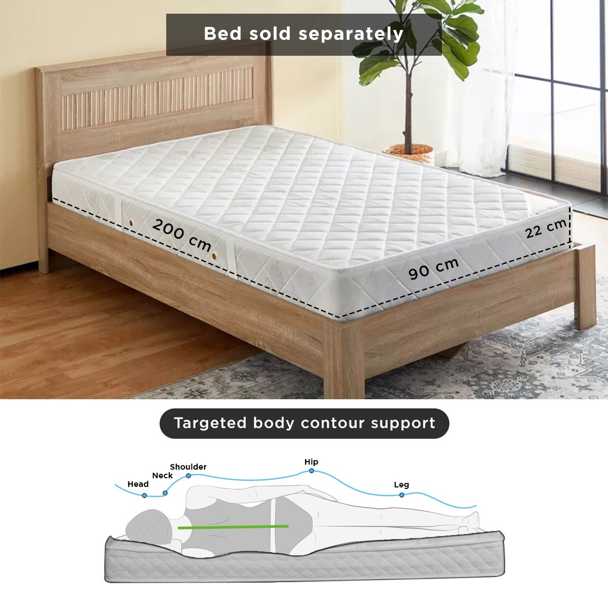 SleepEase iMagna Lux High Resilience Foam Bonnell Spring Single Mattress - 90x200x22 cm-hbxfurniture-bedroom-mattresses-single-image-8