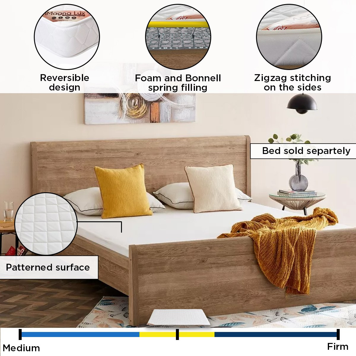 SleepEase iMagna Lux High Resilience Foam Bonnell Spring Queen Mattress - 160x200x22 cm-hbxbedroom-mattresses-queen-image-6