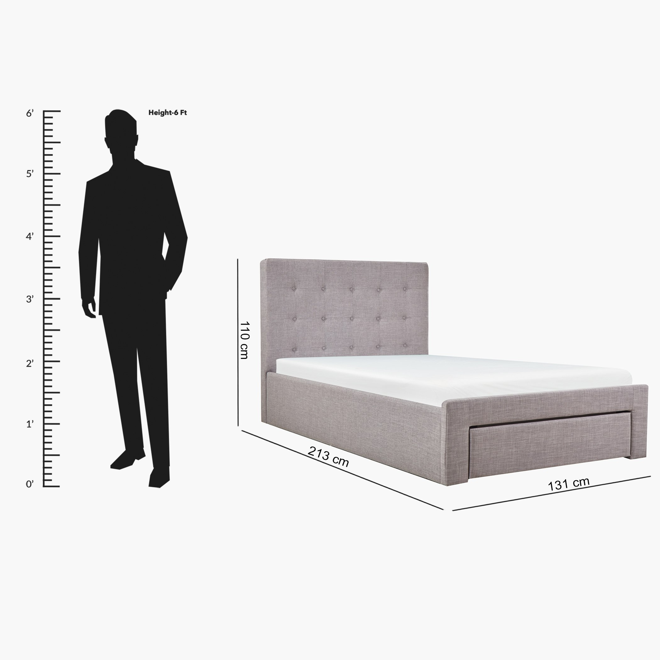 Oakland Twin Upholstered Bed with Drawer - 120x200 cm-hbxfurniture-kidsroom-kidsroomsets-twin-image-7