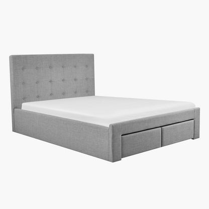 Oakland Queen Upholstered Bed with 2 Drawers - 150x200 cms