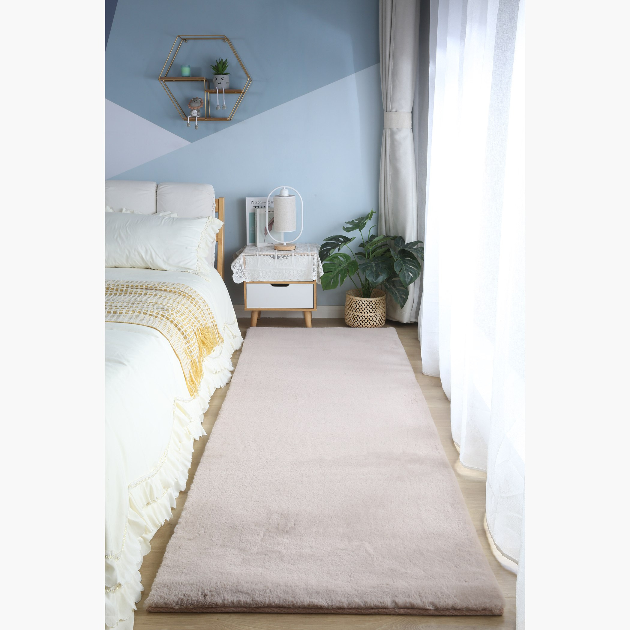 Faux Rabbit Fur Rug - 80x230 cm-hbxdecorandfurnishings-floorcoverings-rugs-image-1