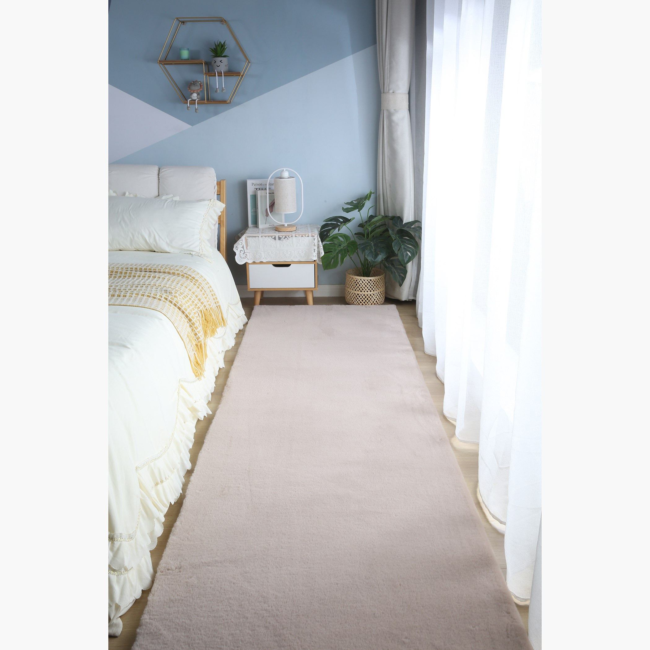 Faux Rabbit Fur Rug - 80x300 cm-hbxdecorandfurnishings-floorcoverings-rugs-image-1