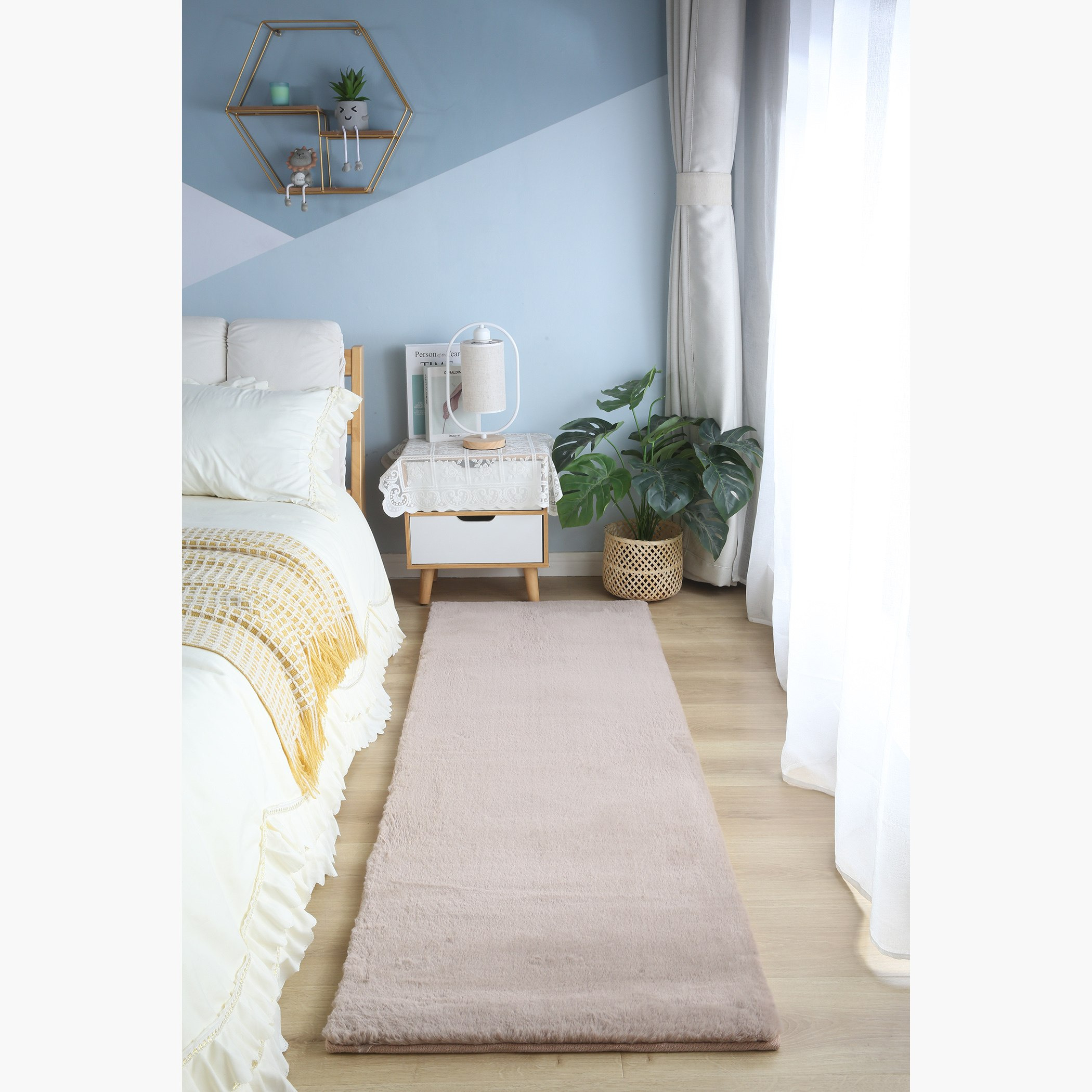 Faux Rabbit Fur Rug - 60x180 cm-hbxdecorandfurnishings-floorcoverings-rugs-image-1