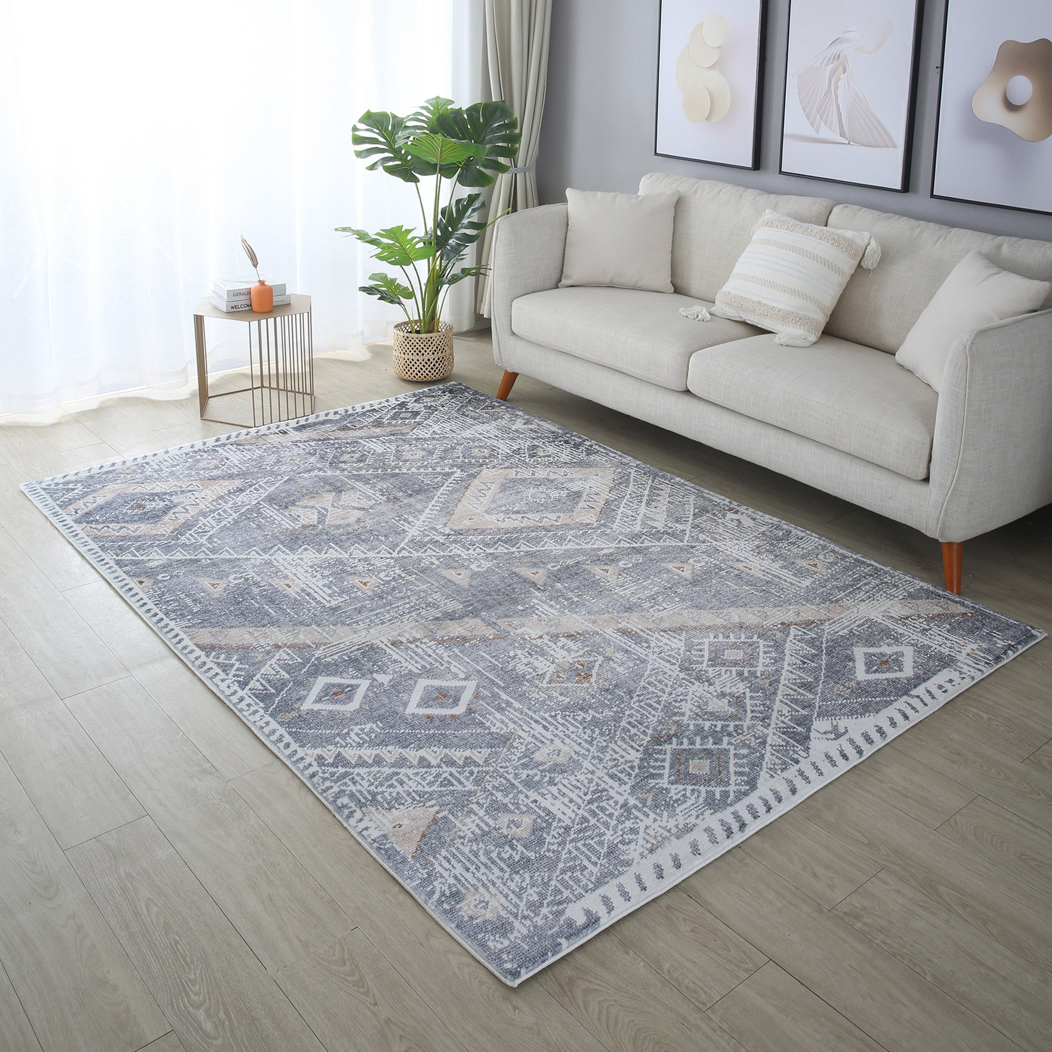 Milan Printed Plush Fur Rug - 160x230 cm-hbxdecorandfurnishings-floorcoverings-rugs-image-1