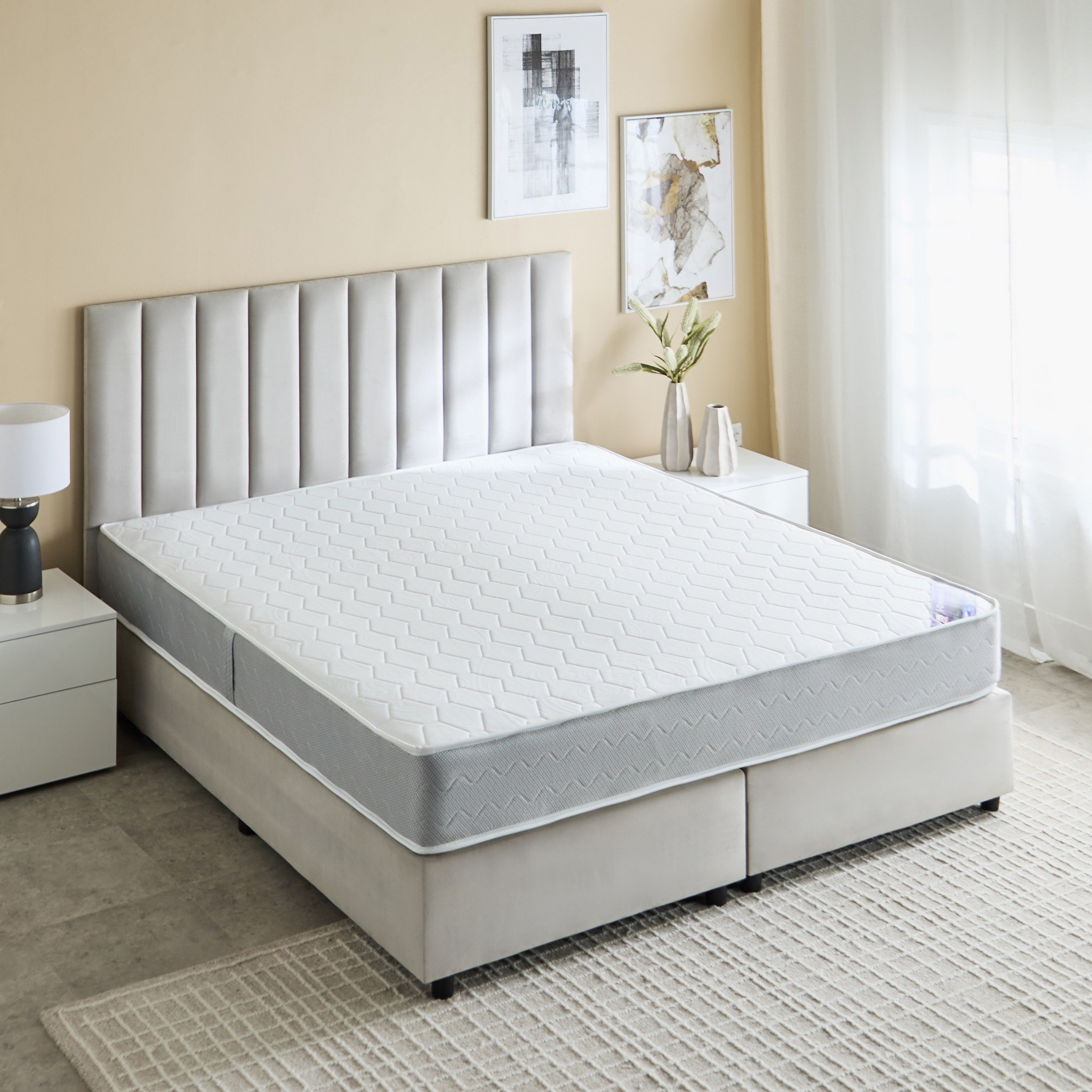 SleepEase iDreamSleep Knitted Breathable Fabric Bonnell Spring Super King Mattress - 200x200x21 cm-hbxfurniture-mattresses-superking-image-3