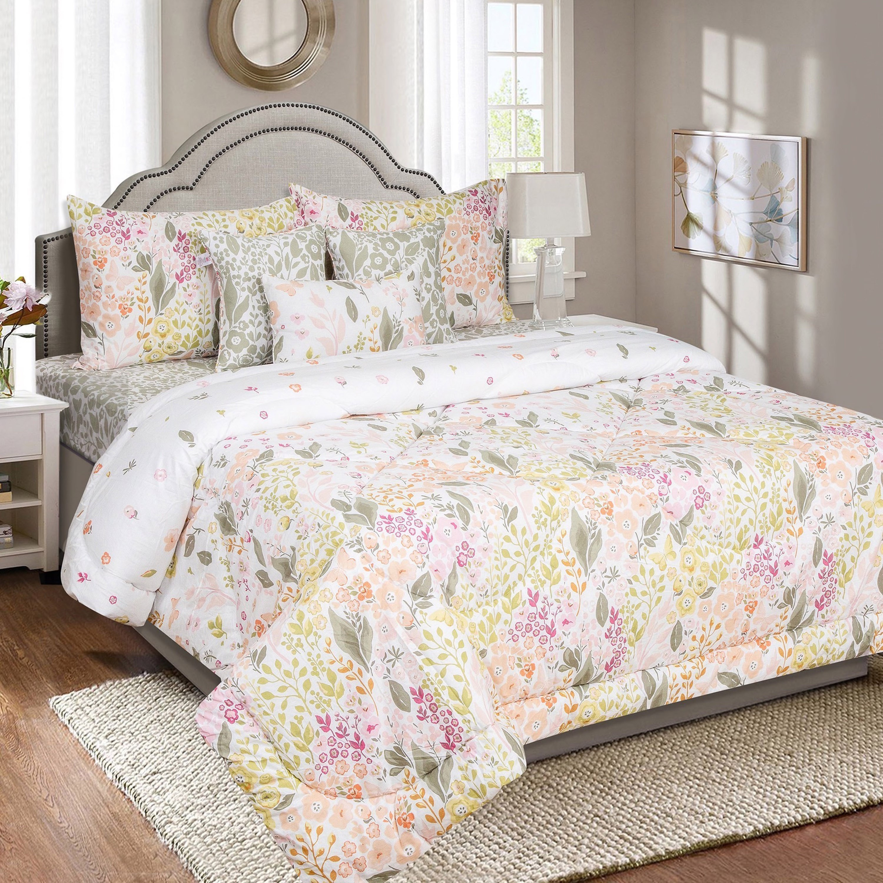 طقم لحاف كينج قطن بطبعات 7 قطع بوتانيك من فالنسيا - 220x240 سم-hbxhomeware-bedding-bedinabag-image-1
