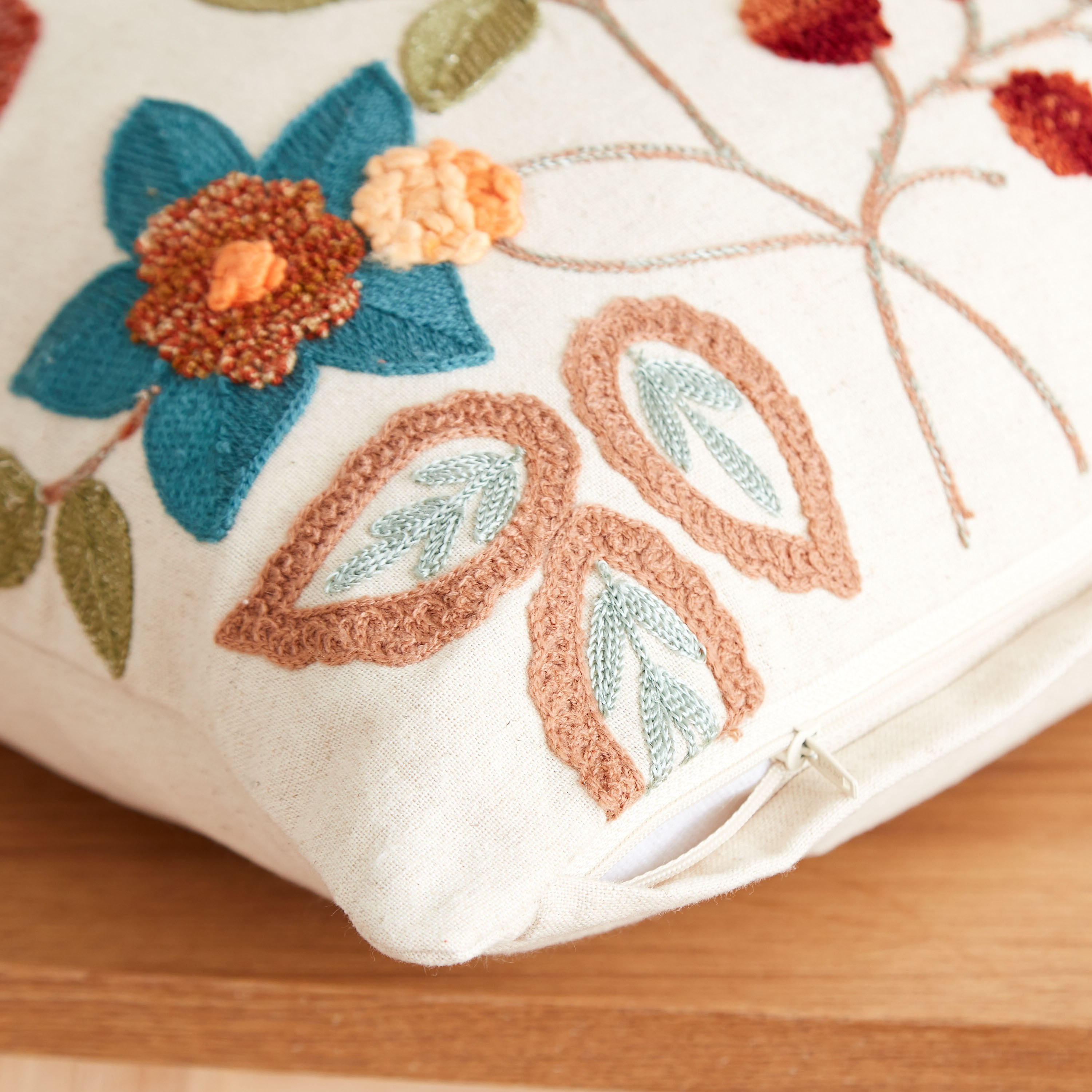 Aconite Alice Embroidered Leaf Cushion Cover - 45x45 cm-hbxhomeware-cushionsandcovers-cushioncovers-image-3