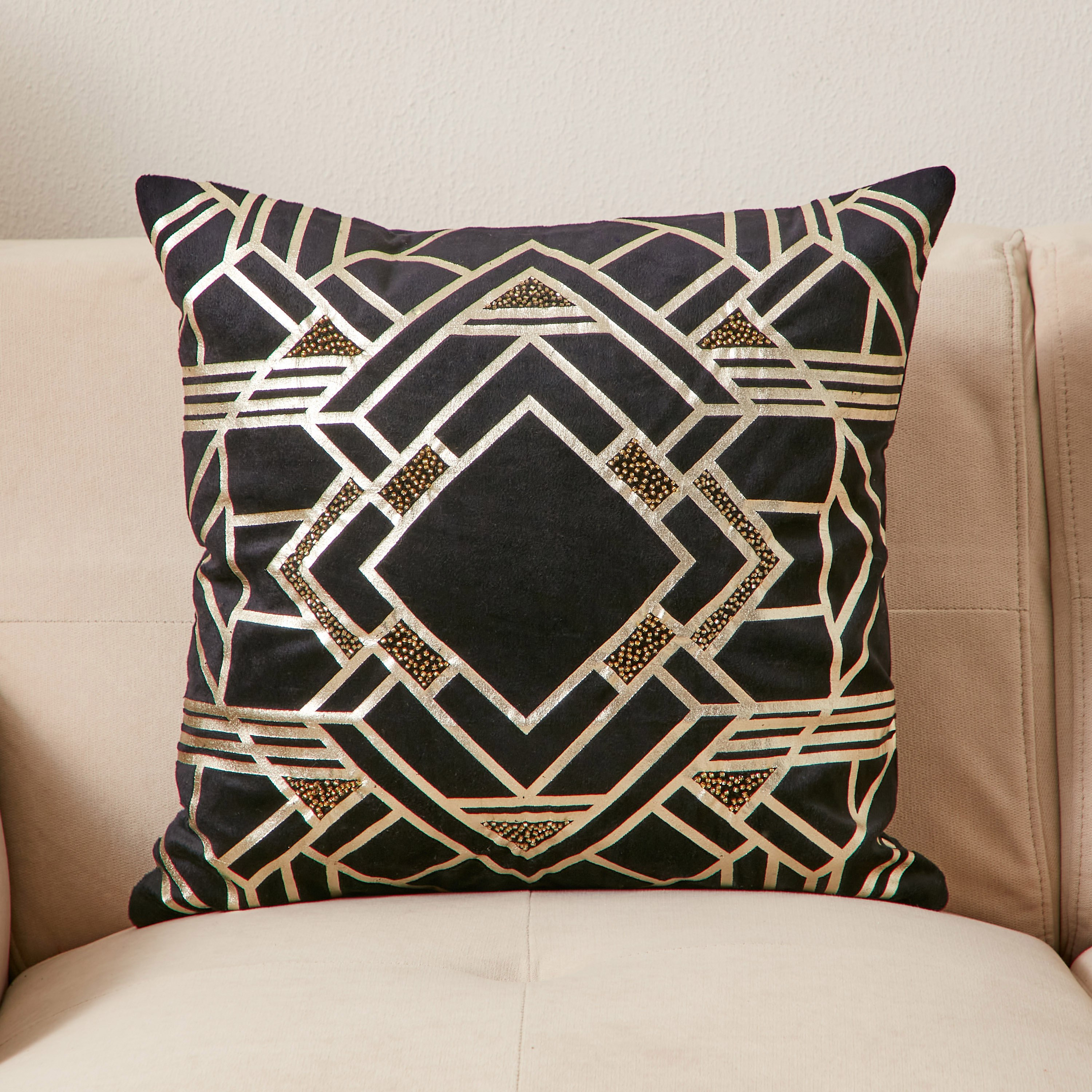 غطاء وسادة بطبعات رقائق معدنية وخرز من جيما بيجاو - 45x45 سم-hbxhomeware-cushionsandcovers-cushioncovers-image-1